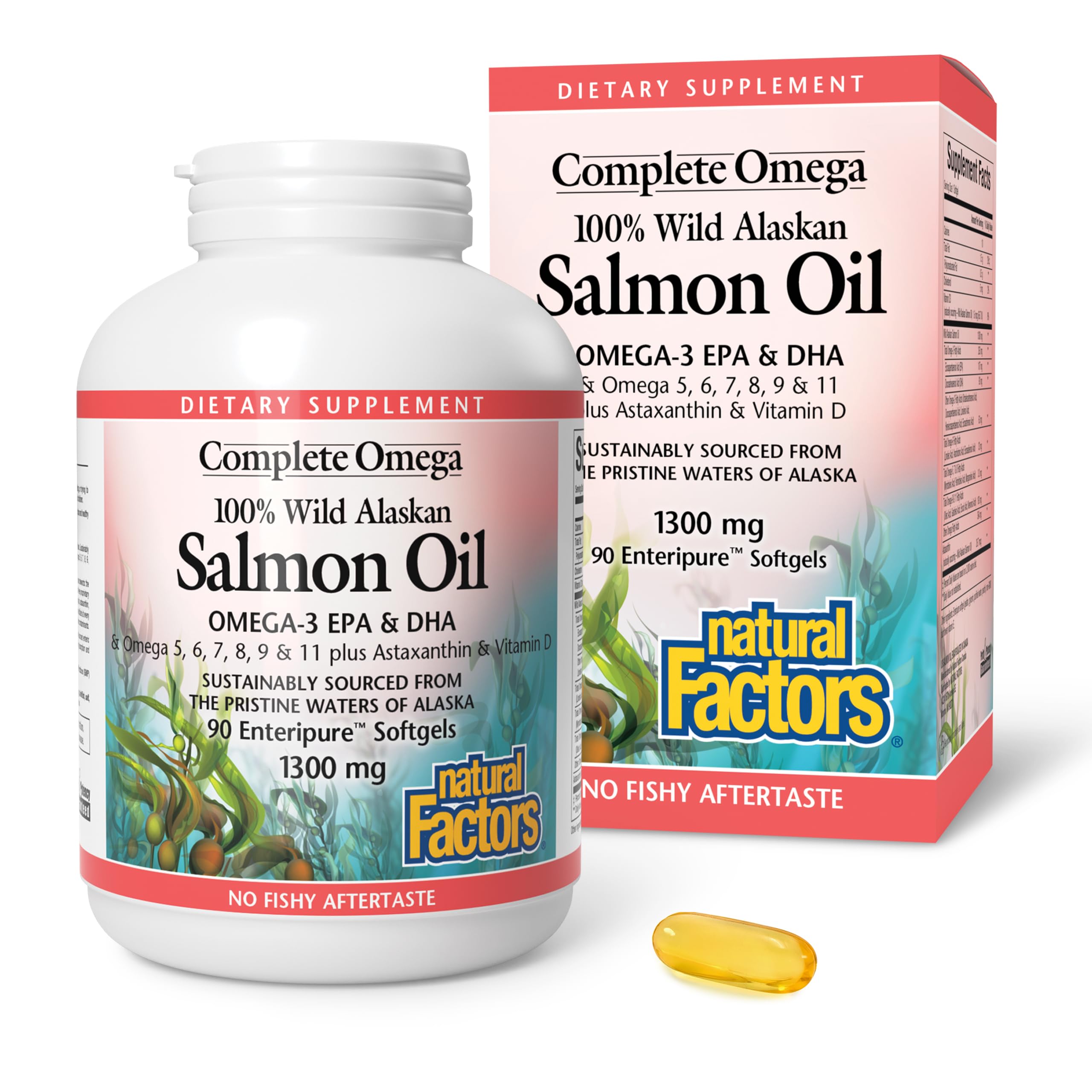 Natural Factors Complete Omega Wild Alaskan Salmon Oil 1000mg softgel bottle front view