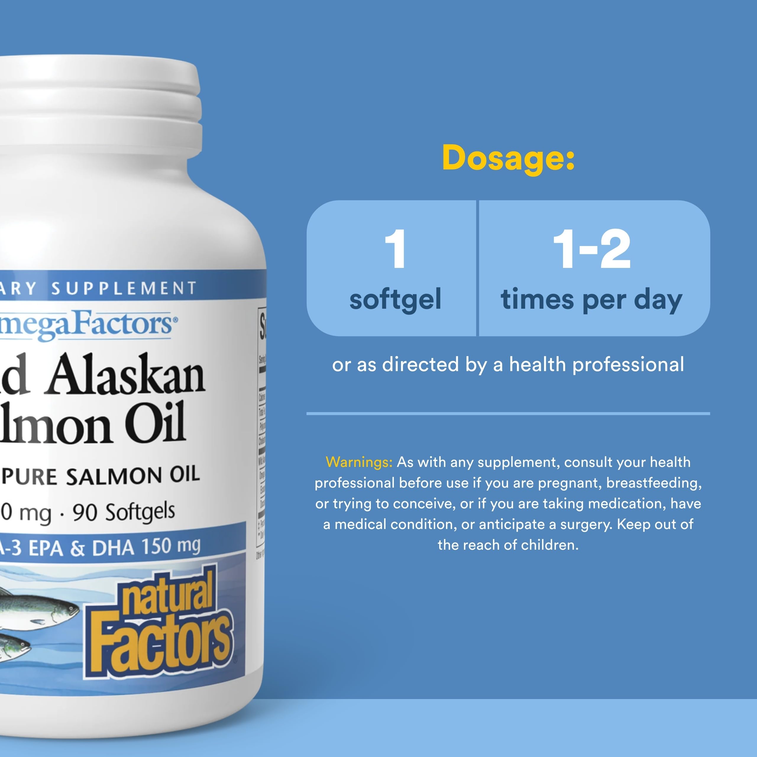 Natural Factors Complete Omega Wild Alaskan Salmon Oil 1000mg softgel capsules close-up