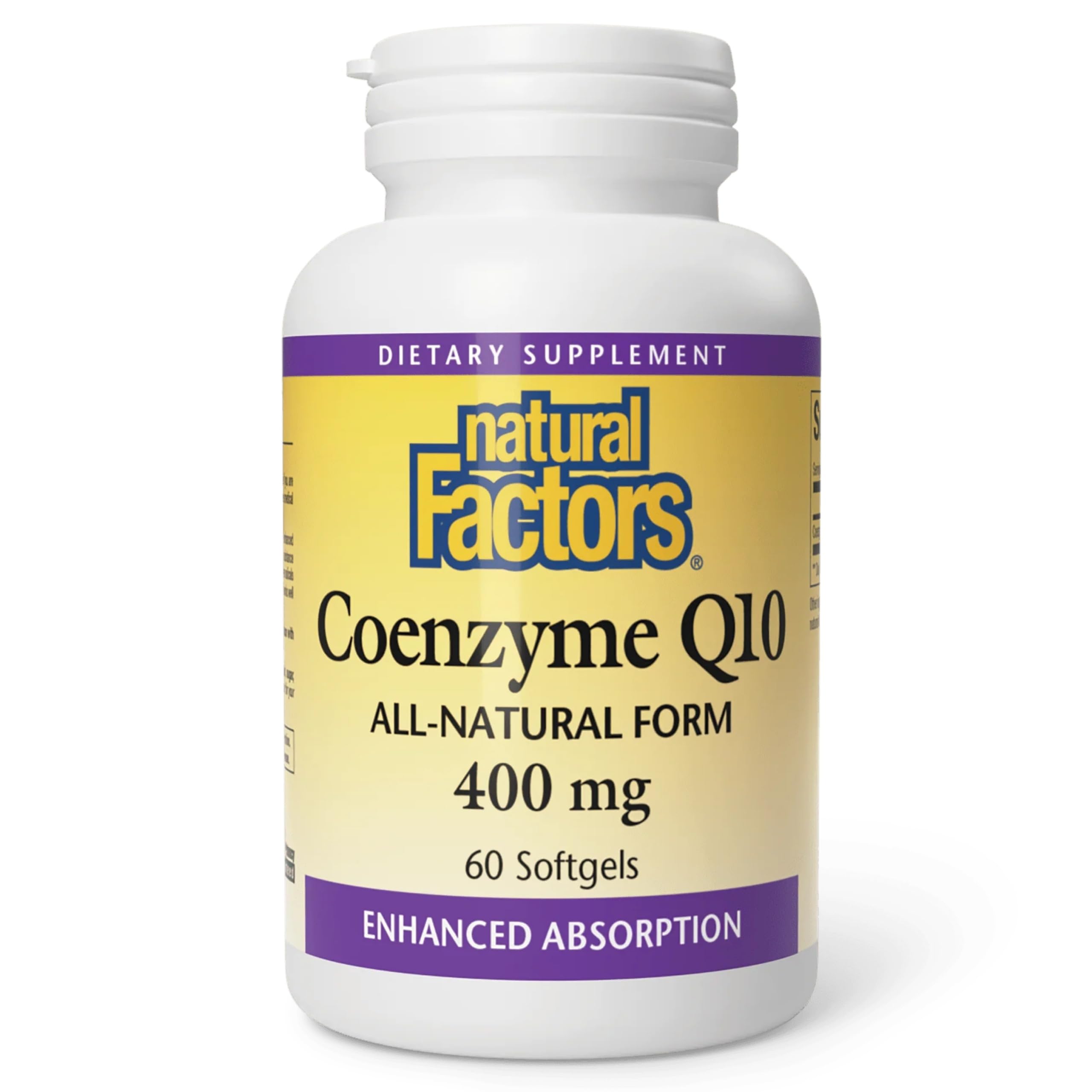 Natural Factors CoQ10 Ubiquinone 400mg Softgels front view