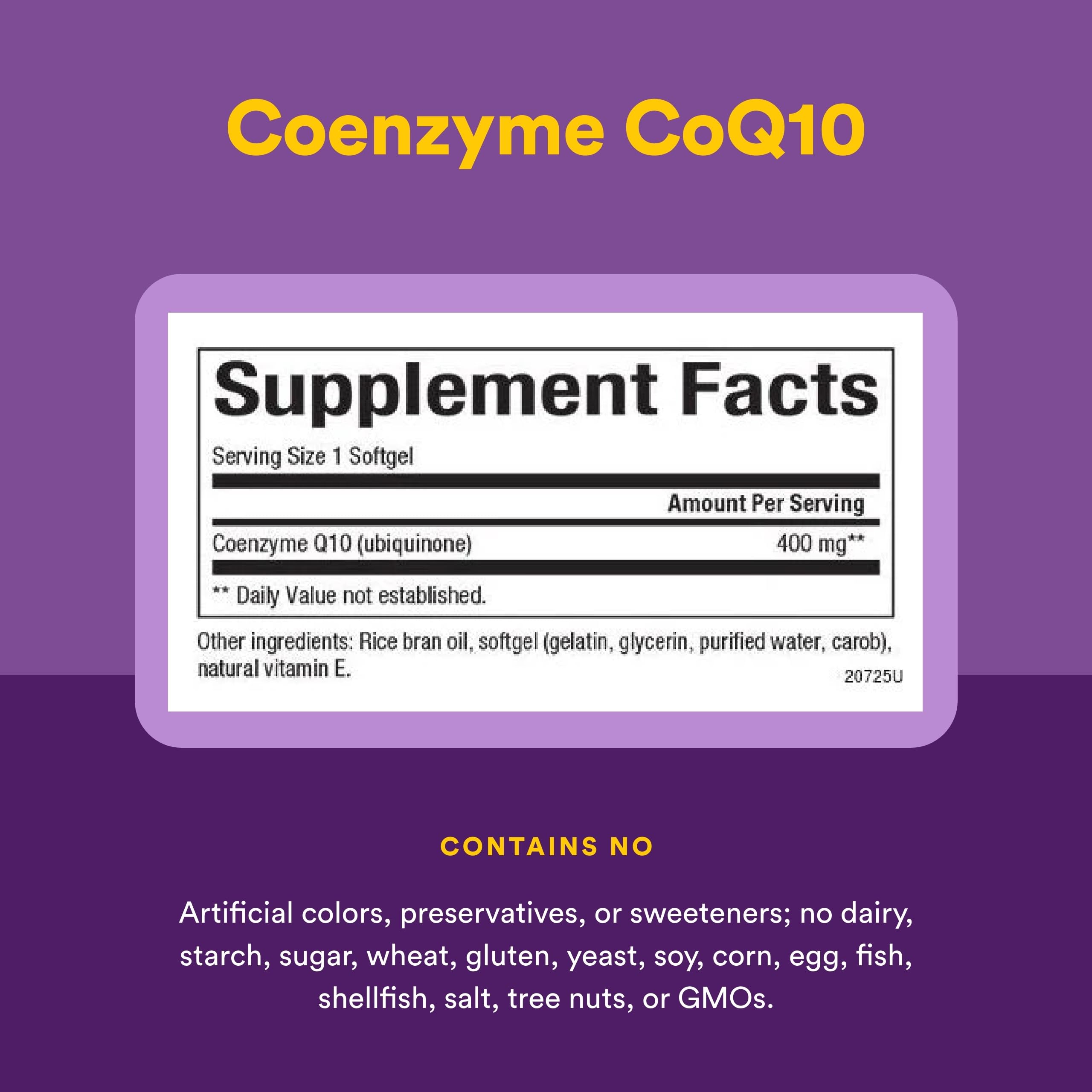 Natural Factors CoQ10 Ubiquinone 400mg Softgels showing softgel capsule