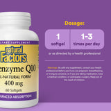Natural Factors CoQ10 Ubiquinone 400mg Softgels side view