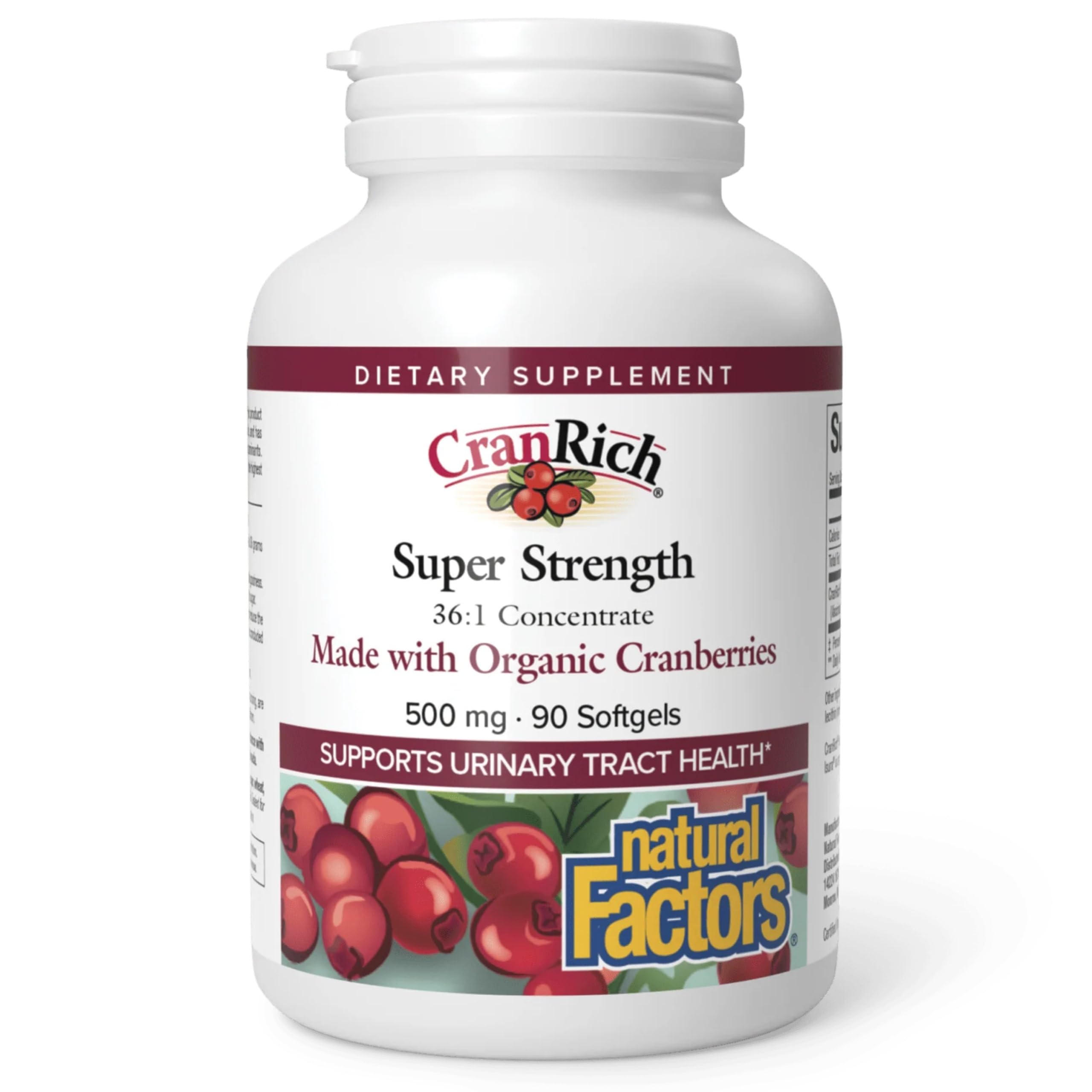 Natural Factors CranRich® Organic Cranberry Concentrate 500mg Capsules front view