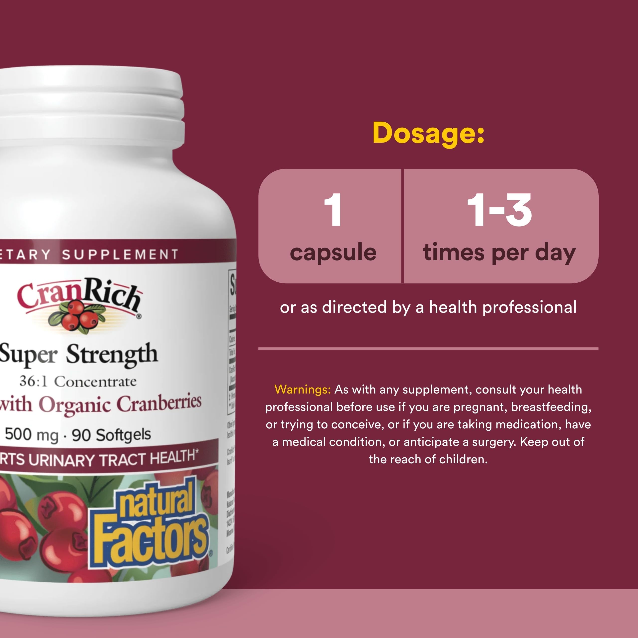 Natural Factors CranRich® Organic Cranberry Concentrate 500mg Capsules packaging
