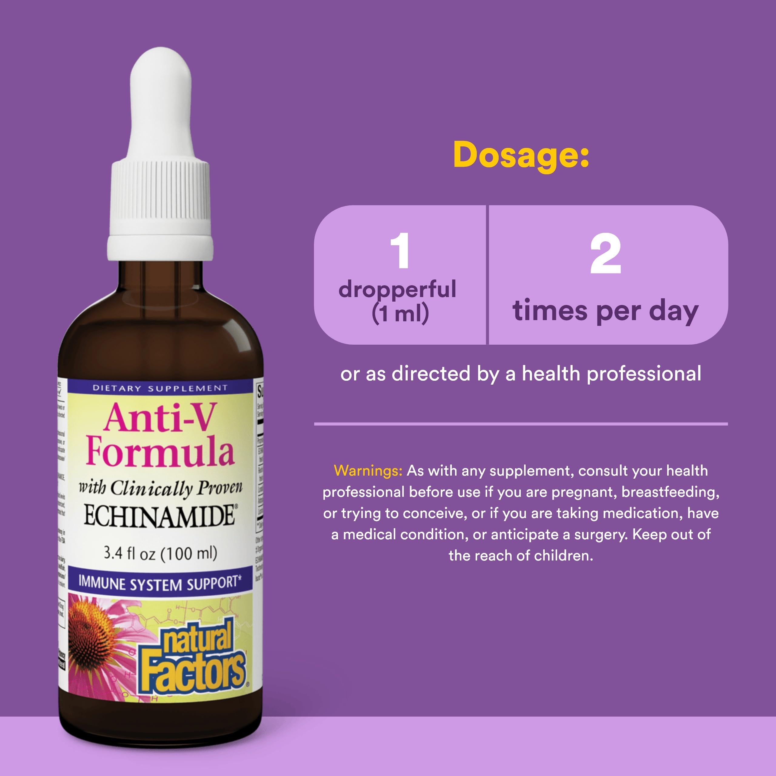 Natural Factors Echinacea Liquid Extract ingredients list on packaging