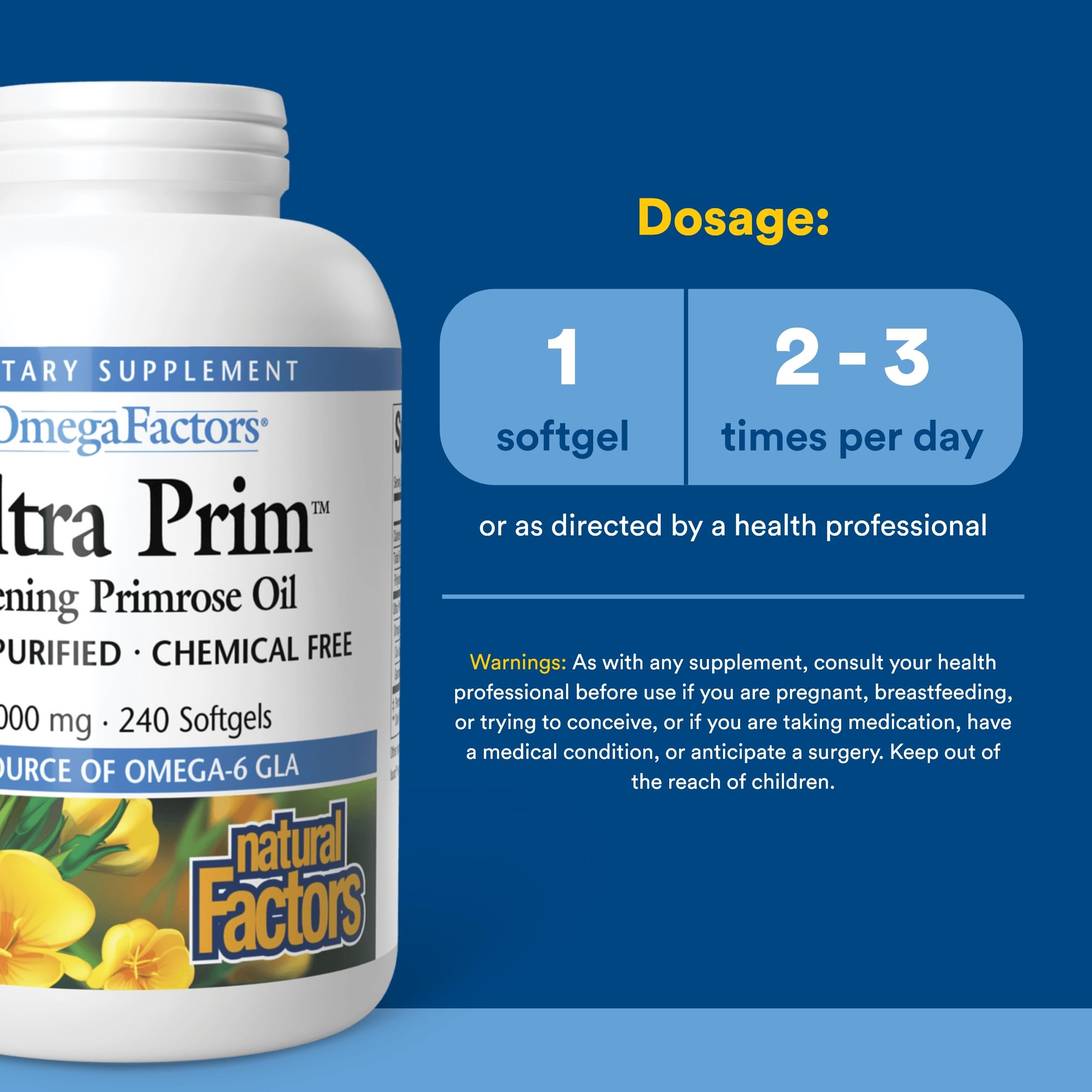 Natural Factors Evening Primrose Oil 1000mg 180 Softgels packaging