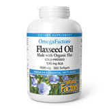Natural Factors Flaxseed Oil 590g front view with packaging