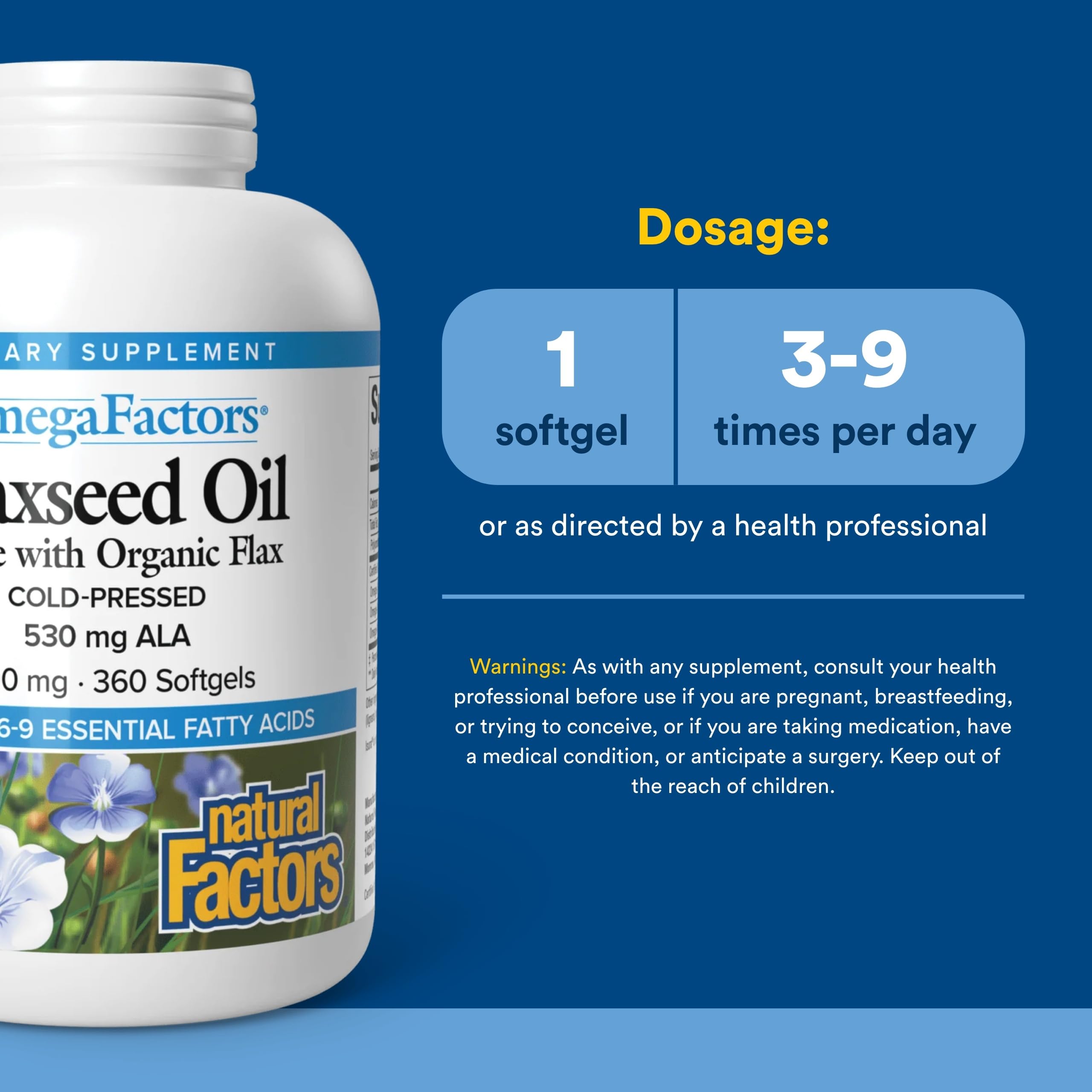 Natural Factors Flaxseed Oil ingredients list on packaging