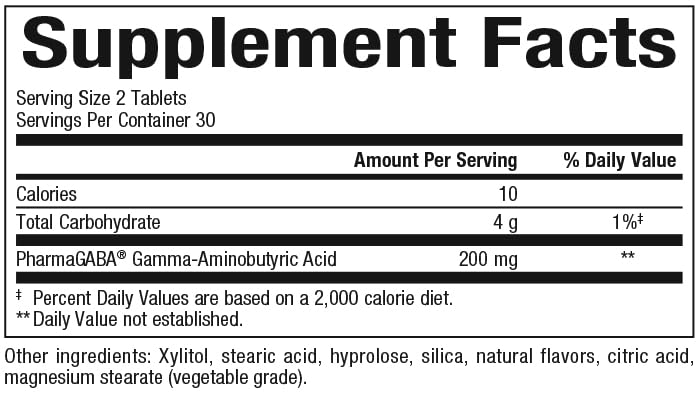 Natural Factors GABA Essence supplement side view showing tablet size