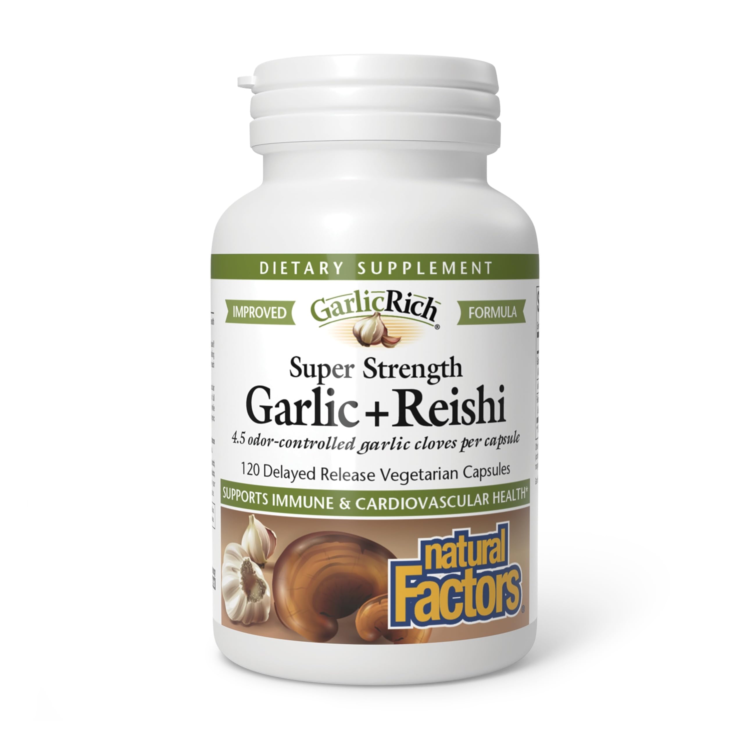 Natural Factors Garlic+Reishi 90 Capsules front view