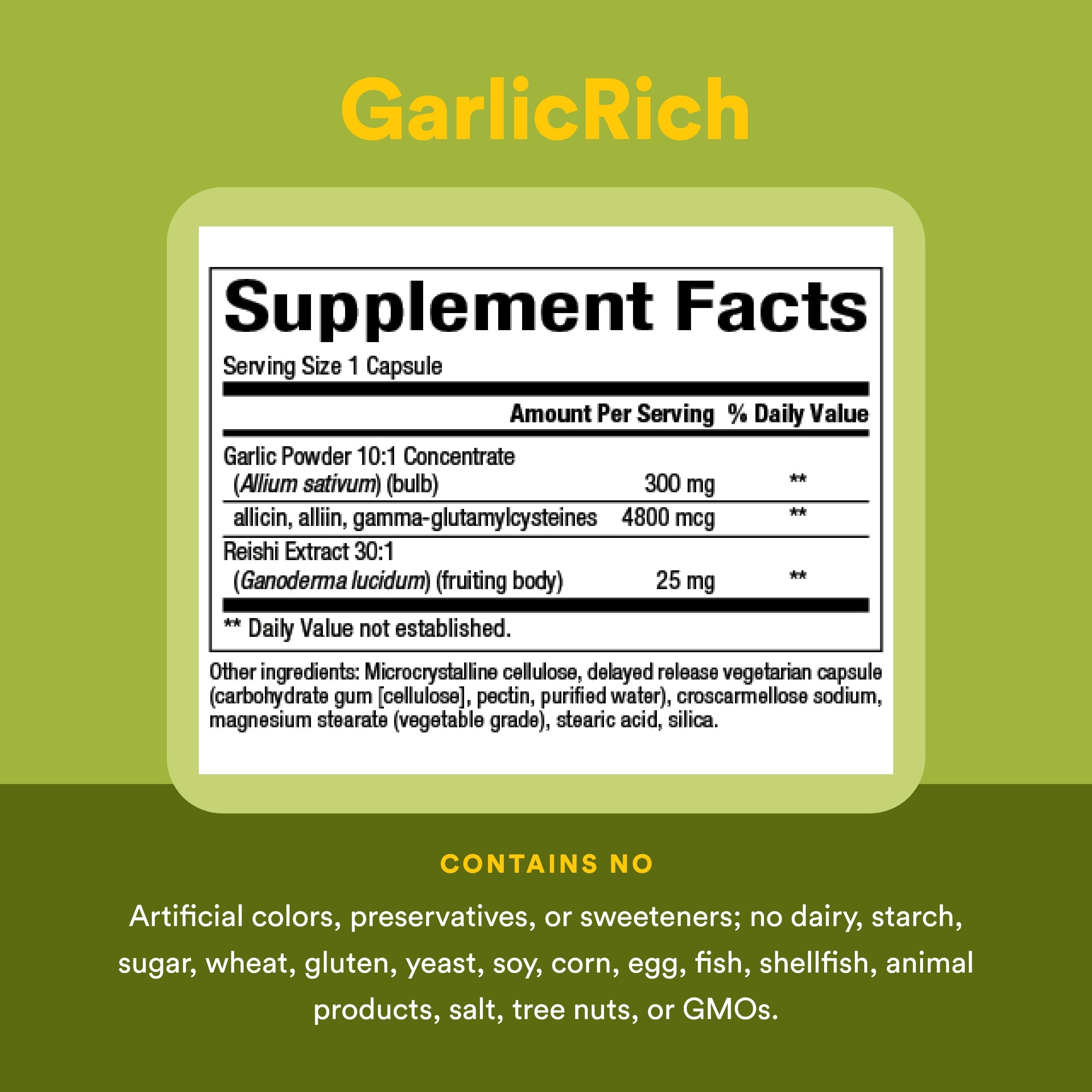 Natural Factors Garlic+Reishi ingredients list
