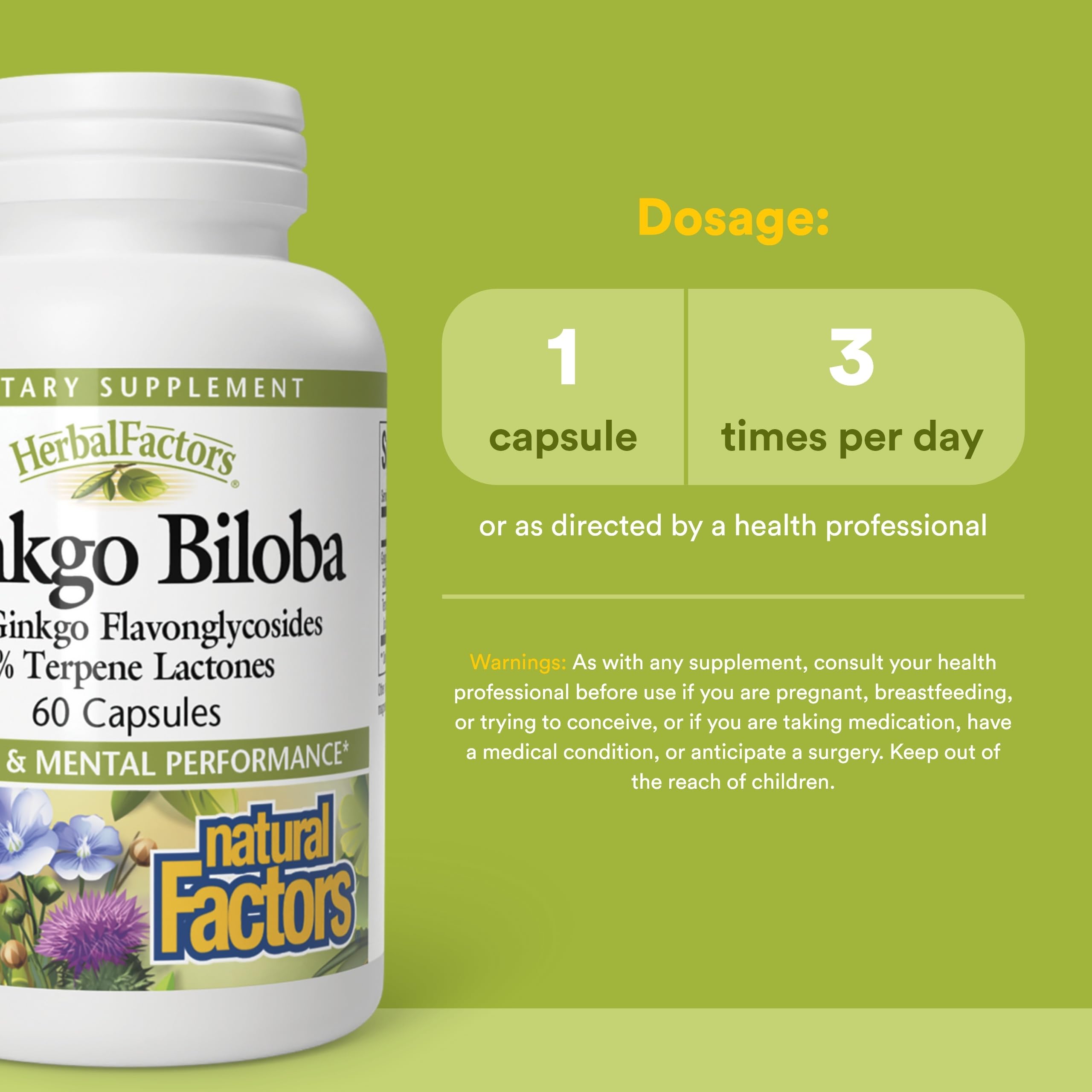 Natural Factors Ginkgo Biloba 50:1 Extract capsules side view