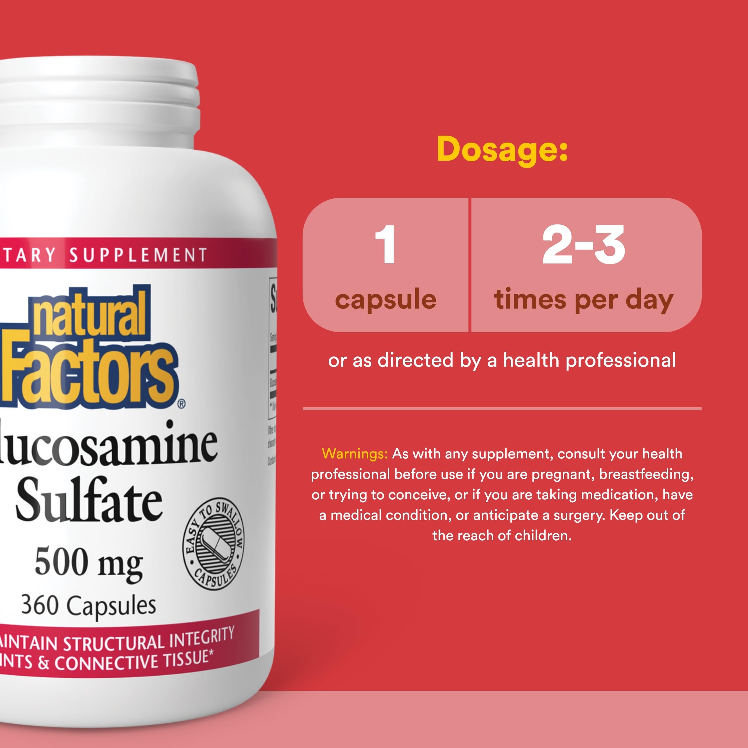 Natural Factors Glucosamine Sulfate 322g back view