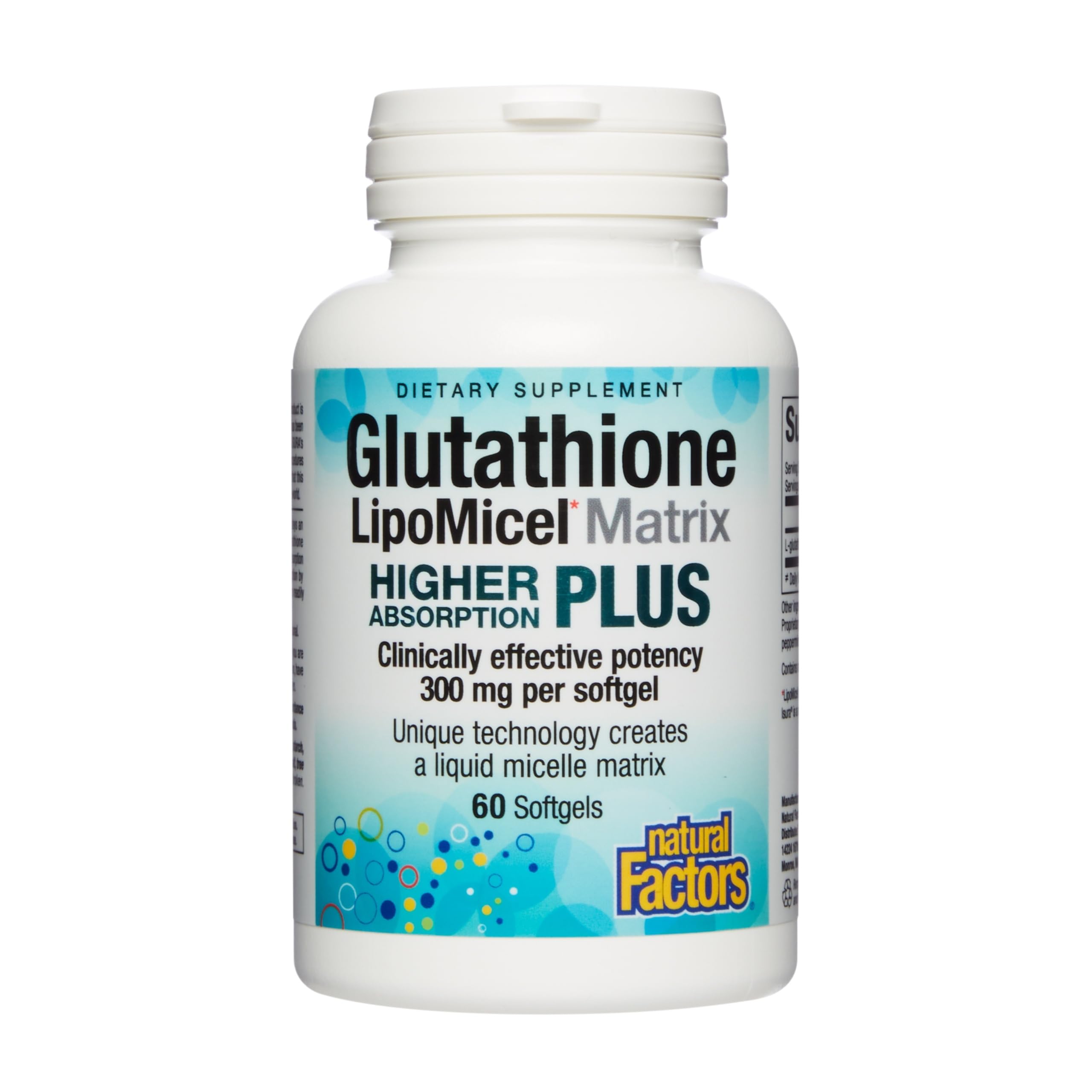 Natural Factors Glutathione LipoMicel Matrix softgel bottle front view