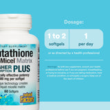 Natural Factors Glutathione LipoMicel Matrix softgels on a white background