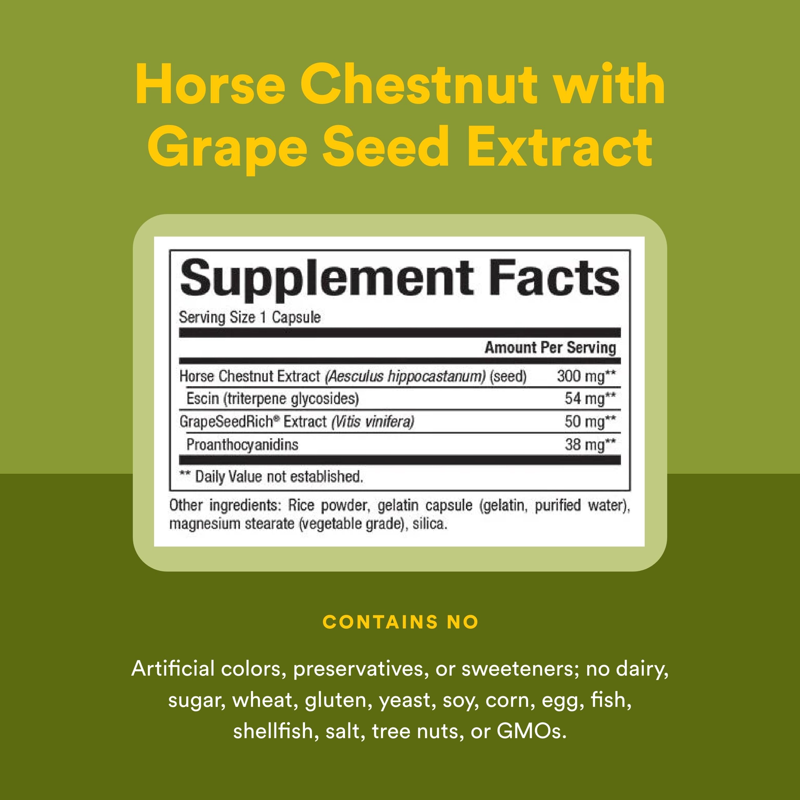 Natural Factors Grape Seed Extract with Horse Chestnut capsule close-up
