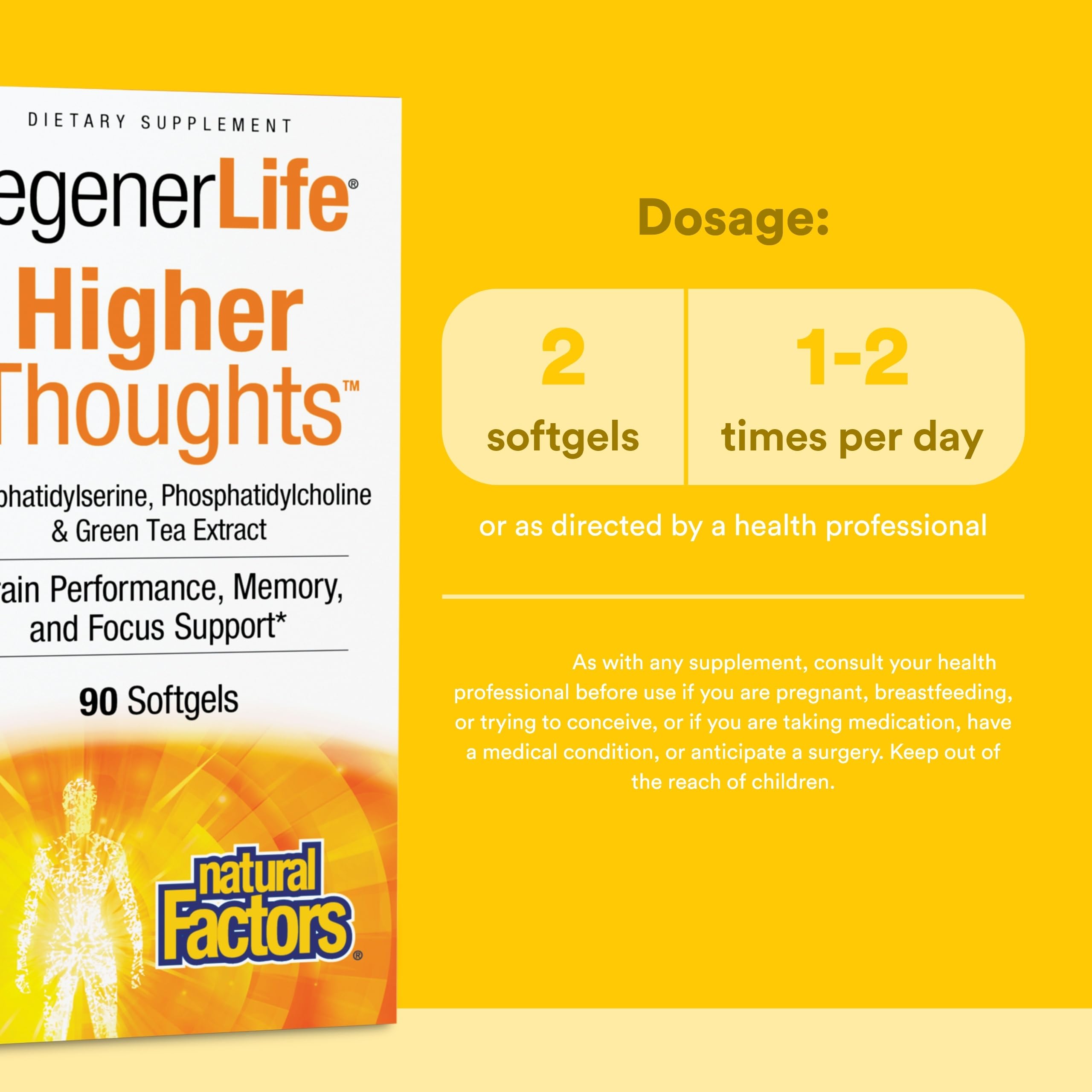 Natural Factors Higher Thoughts Brain Support Supplement back view
