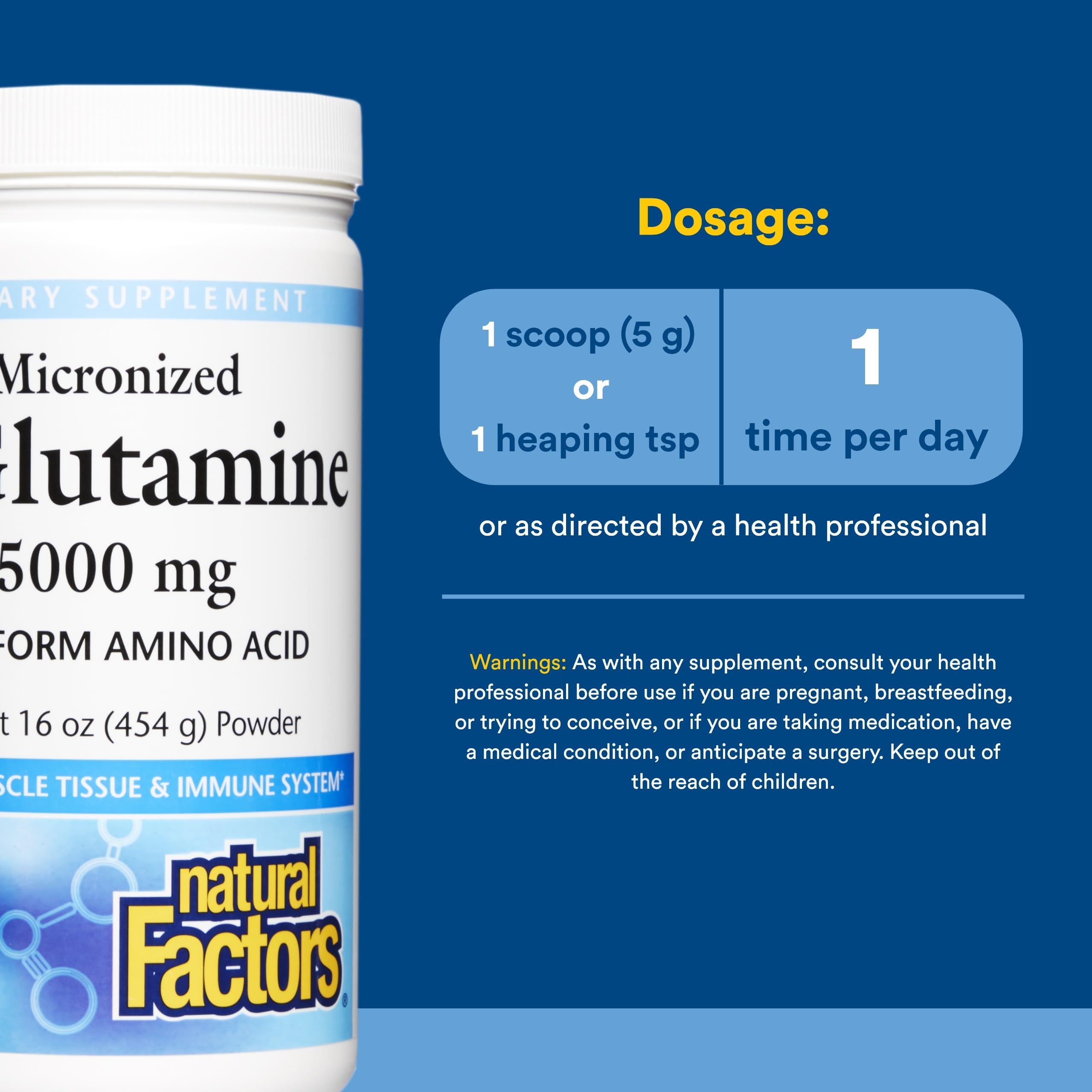 Natural Factors L-Glutamine Powder 535g packaging details