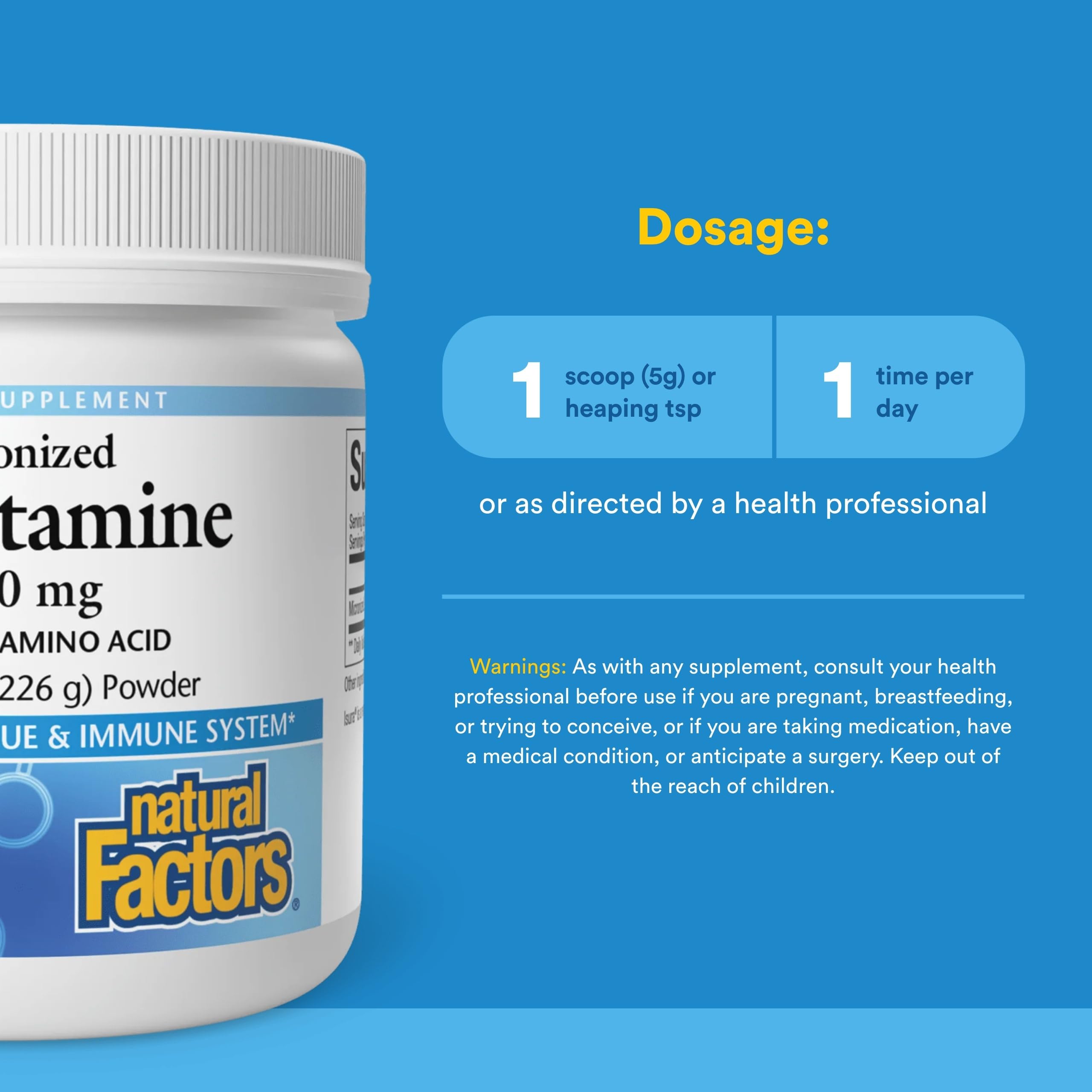 Natural Factors L-Glutamine Powder scoop for serving