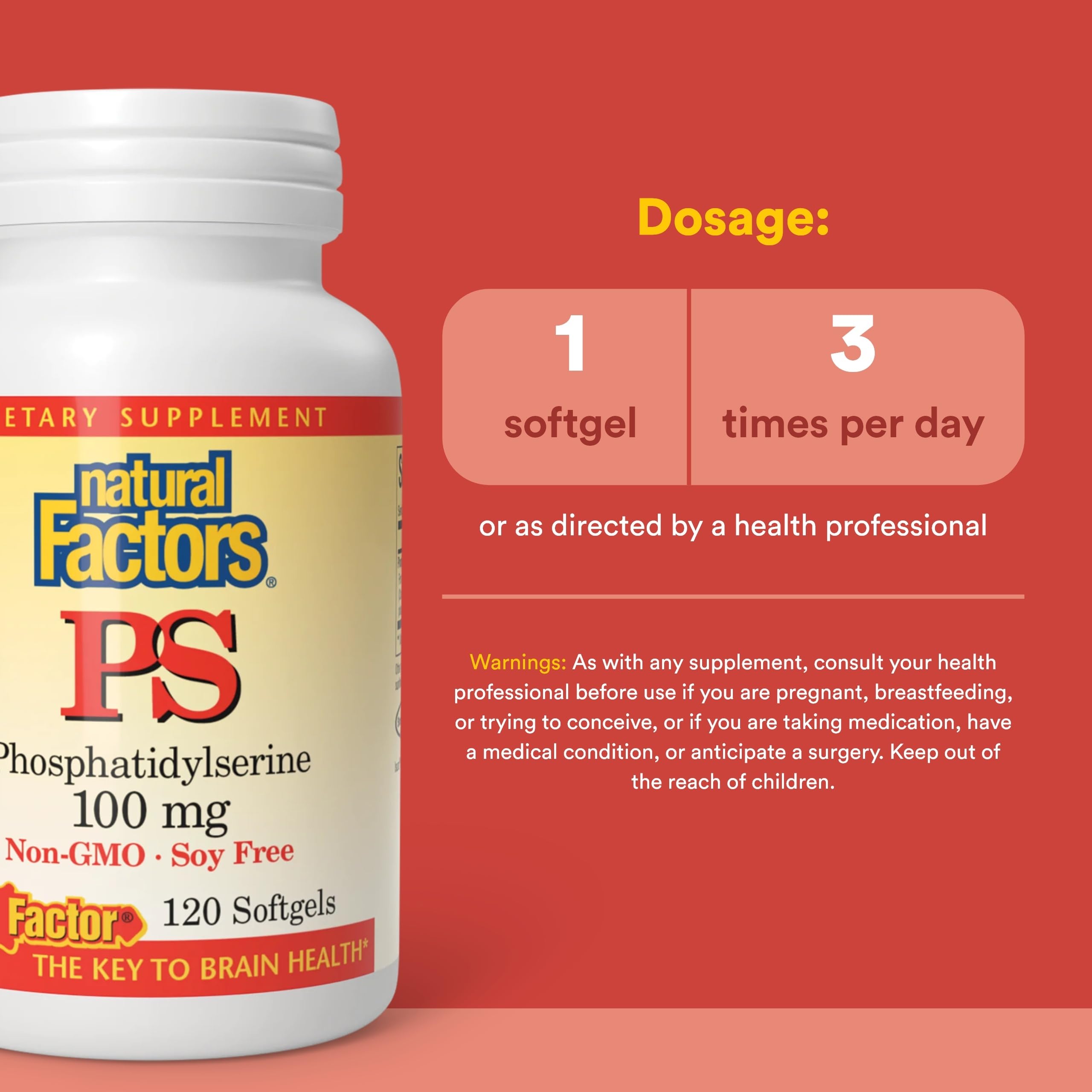 Natural Factors Lecithin Softgels 100mg back view with ingredients