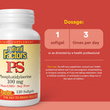 Natural Factors Lecithin Softgels 100mg back view with ingredients