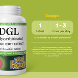 Natural Factors Licorice Root DGL Supplement 400mg chewable tablets close-up
