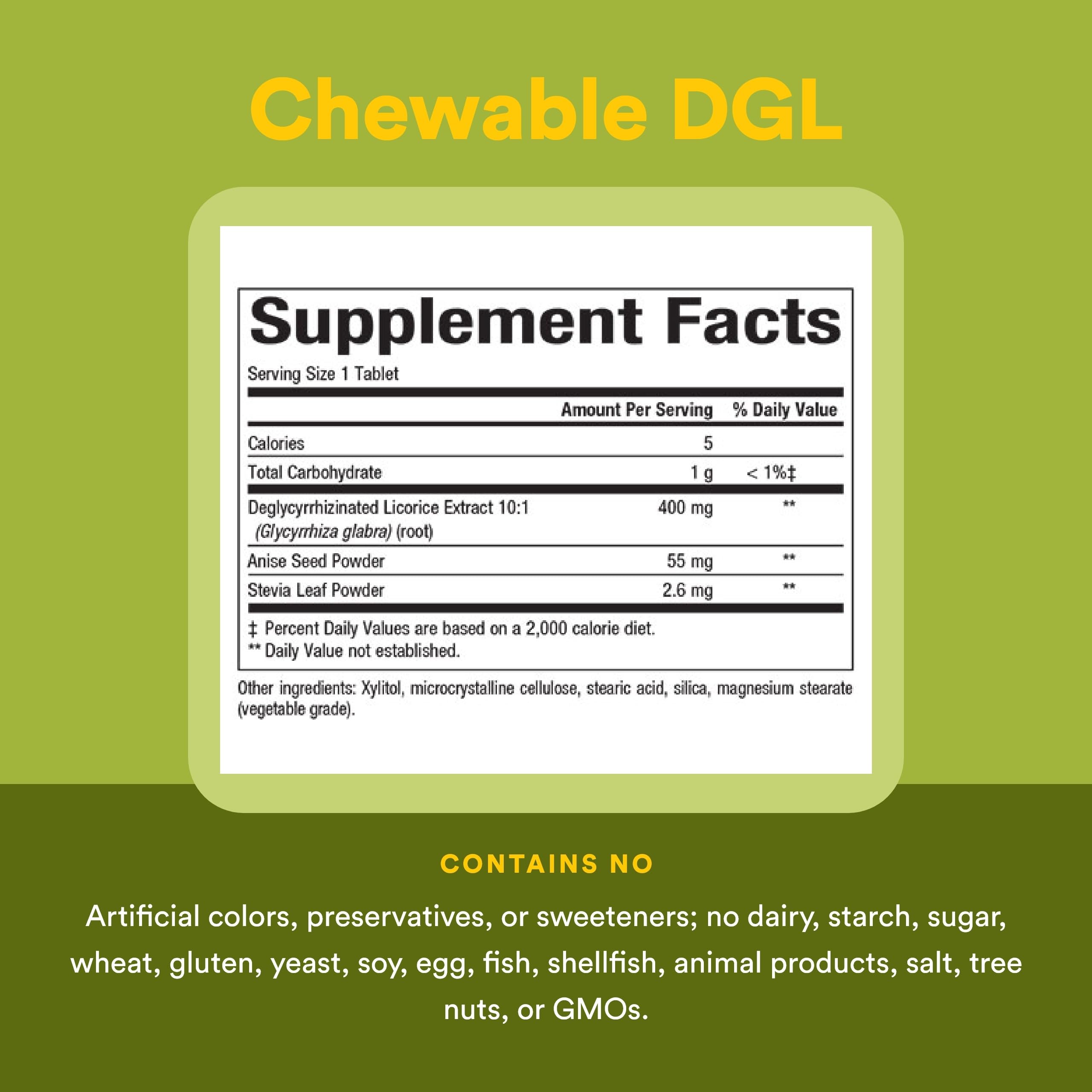 Natural Factors Licorice Root DGL Supplement ingredients list on packaging