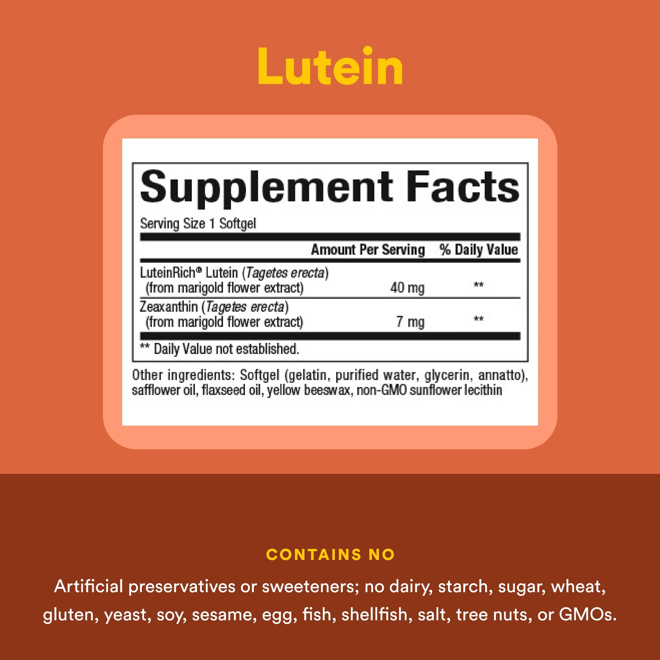Natural Factors Lutein Softgels 40mg packaging on a white background