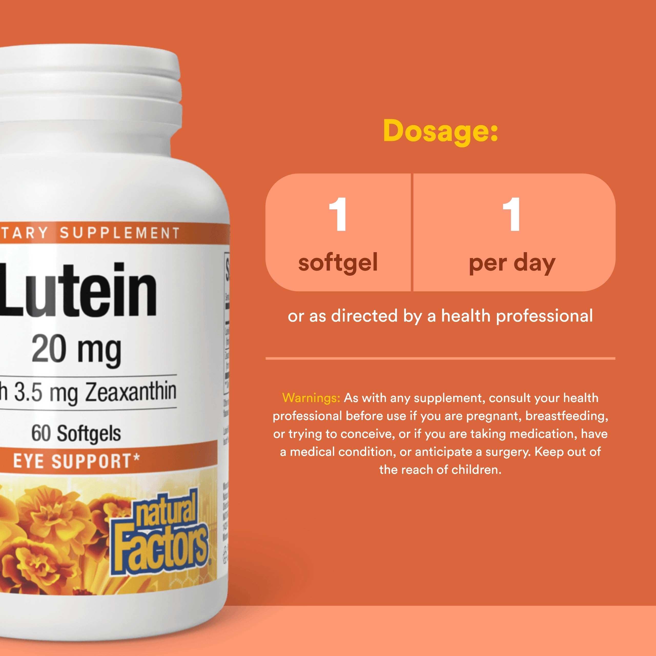 Natural Factors LuteinRich Lutein Softgels side view showing softgel
