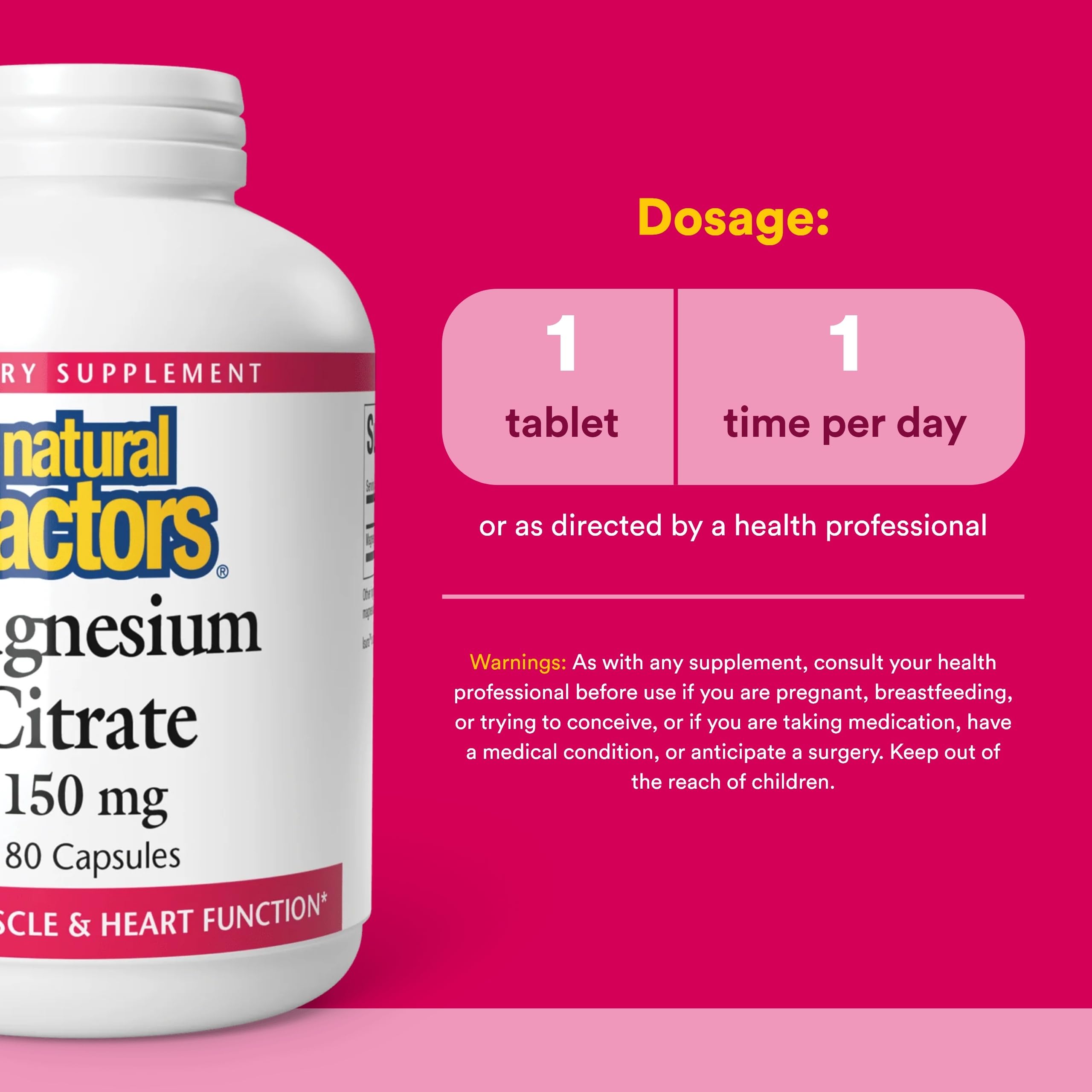 Natural Factors Magnesium Citrate Capsules 227g back view