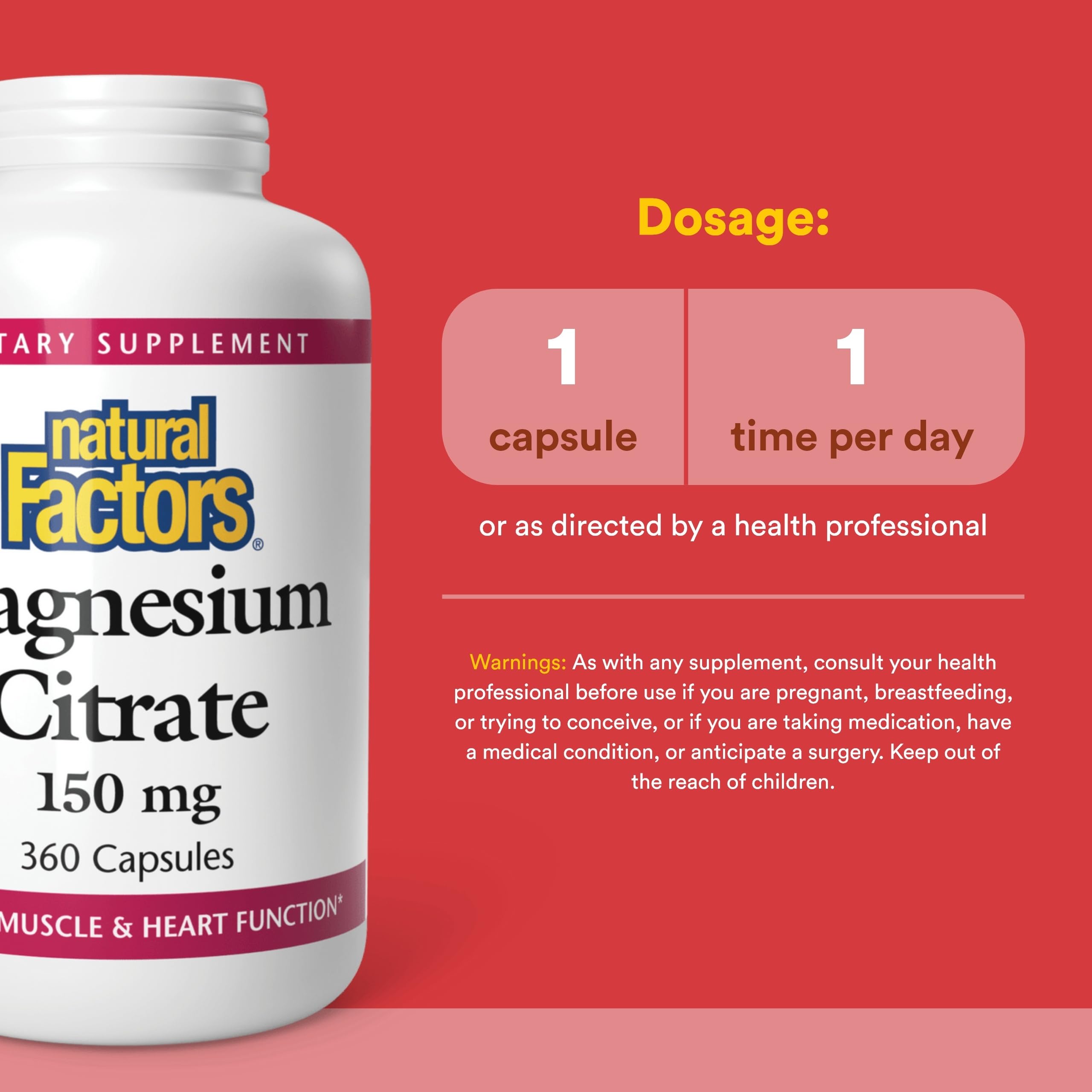 Natural Factors Magnesium Citrate Capsules bottle with label