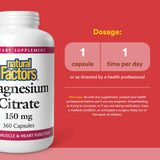 Natural Factors Magnesium Citrate Capsules bottle with label