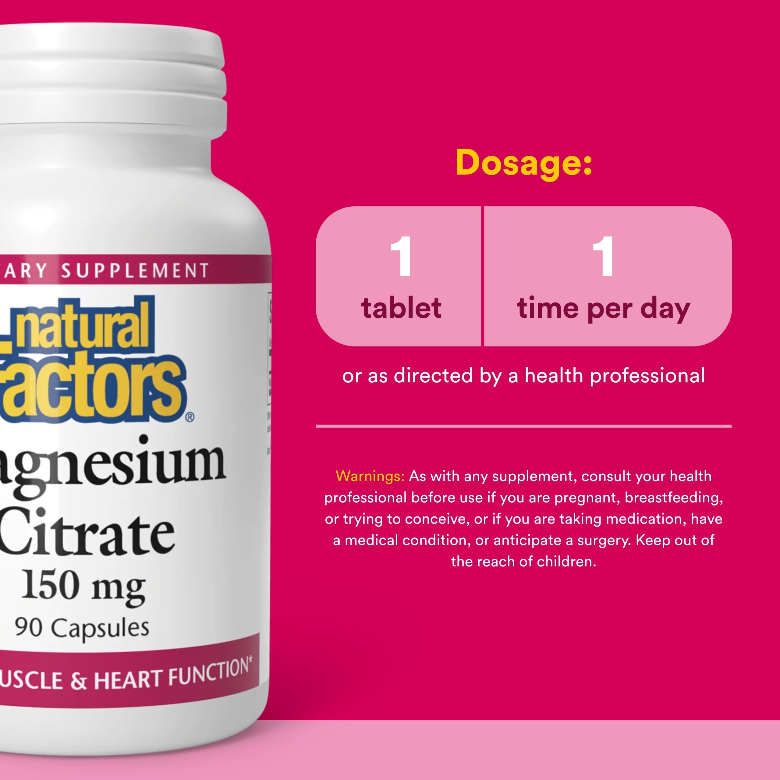 Natural Factors Magnesium Citrate Supplement 125g capsule close-up