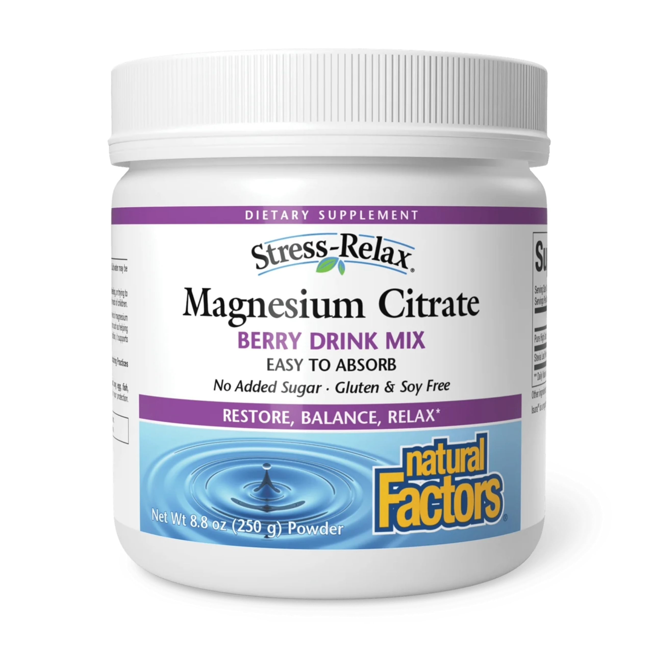 Natural Factors Magnesium Powder 300mg berry flavour front view