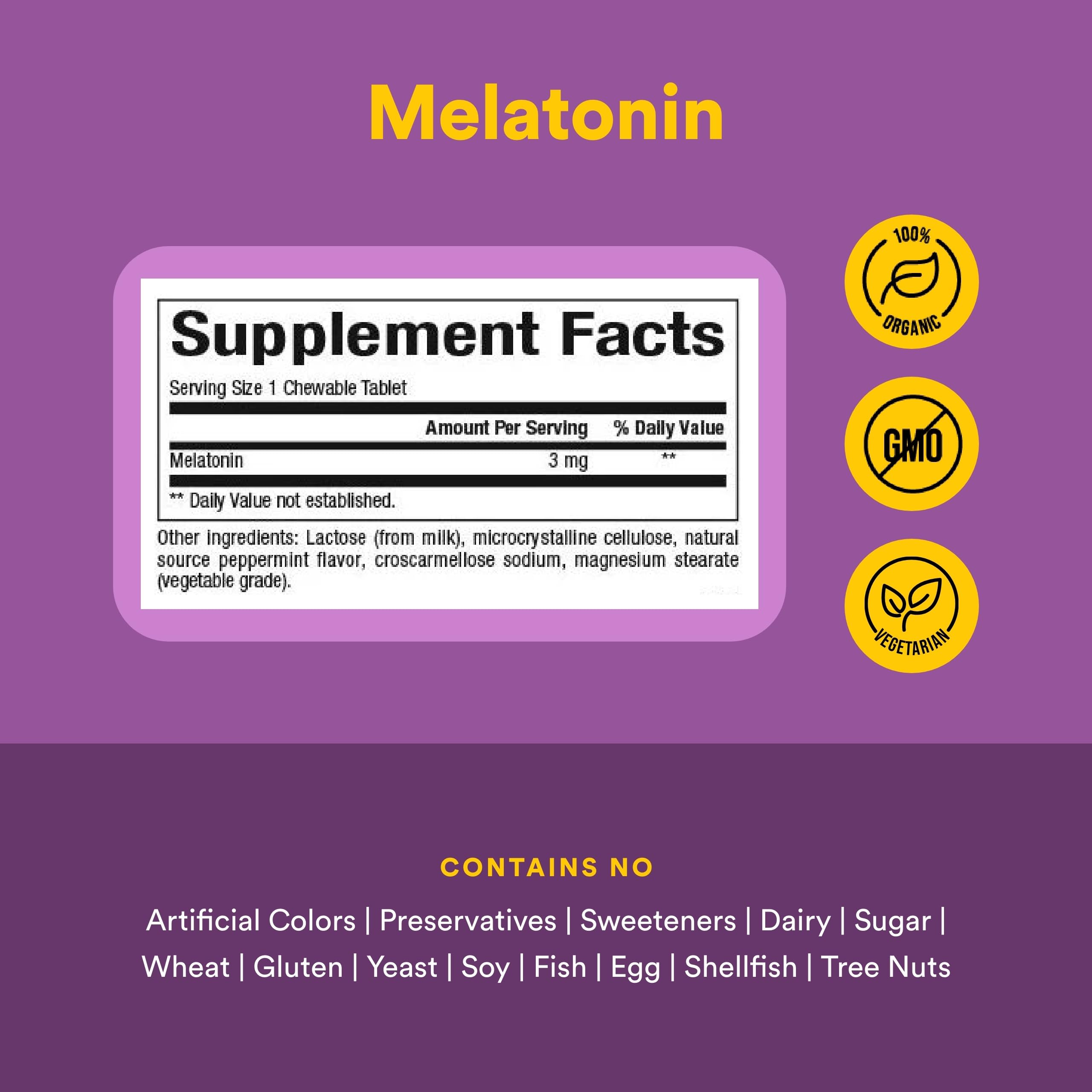 Natural Factors Melatonin 3 mg chewable tablets in packaging