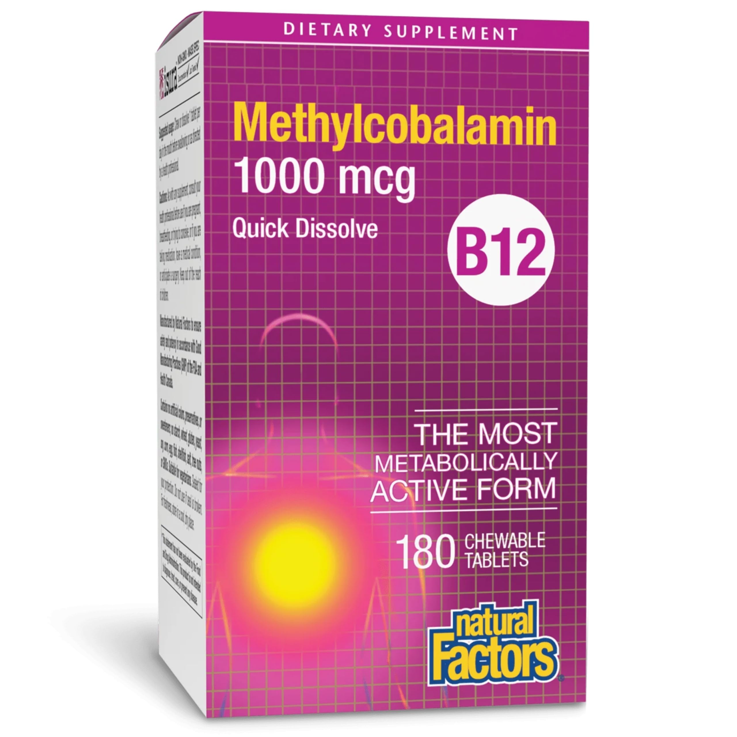 Natural Factors Methylcobalamin Vitamin B12 Supplement front view