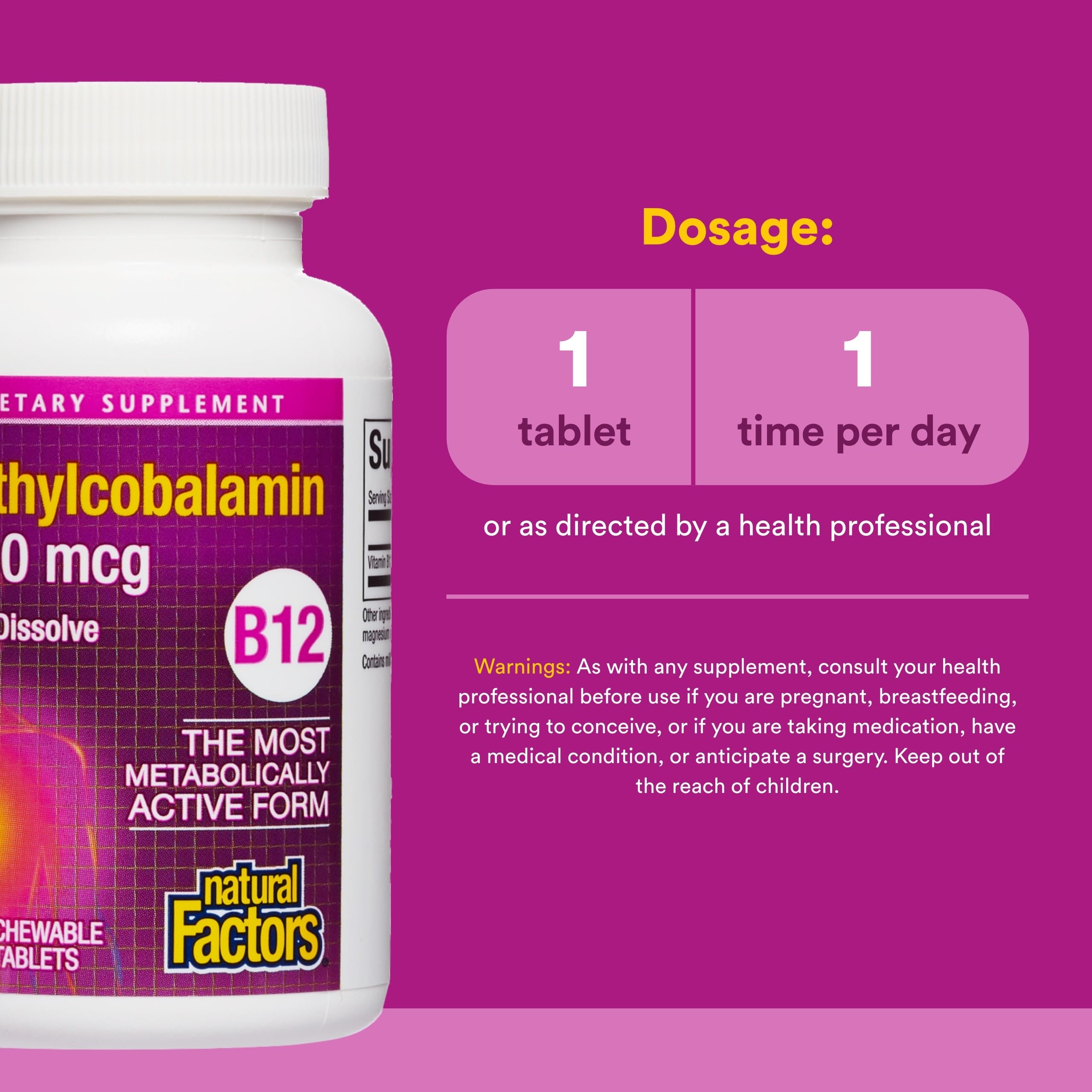 Natural Factors Methylcobalamin Vitamin B12 Supplement packaging