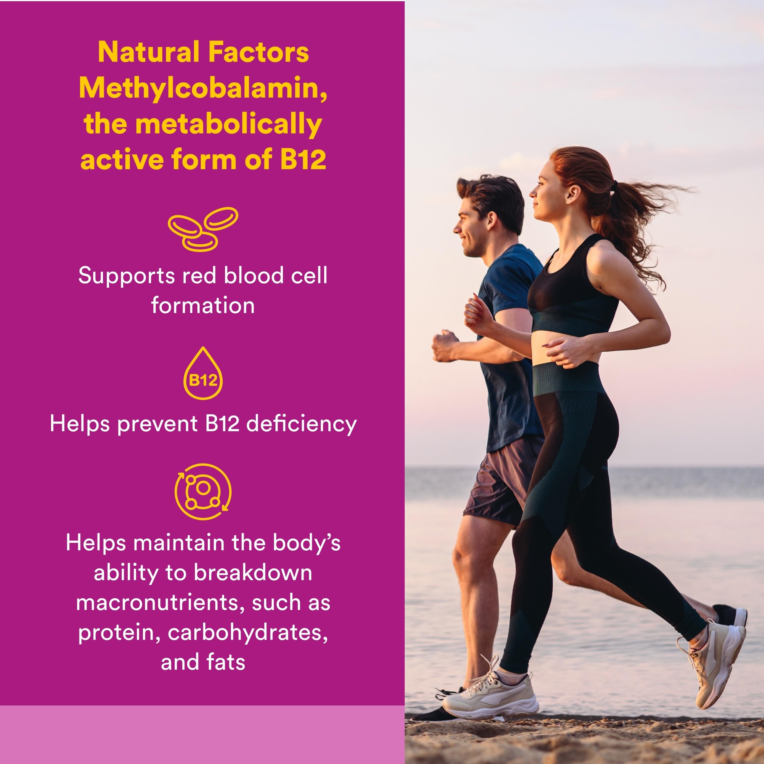 Natural Factors Methylcobalamin Vitamin B12 Supplement side view