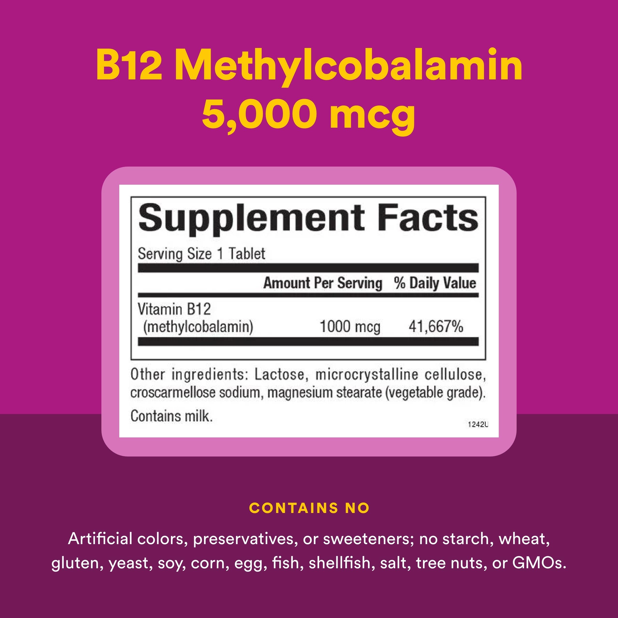 Natural Factors Methylcobalamin Vitamin B12 Supplement tablet close-up