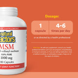 Natural Factors MSM Capsules 240g back view