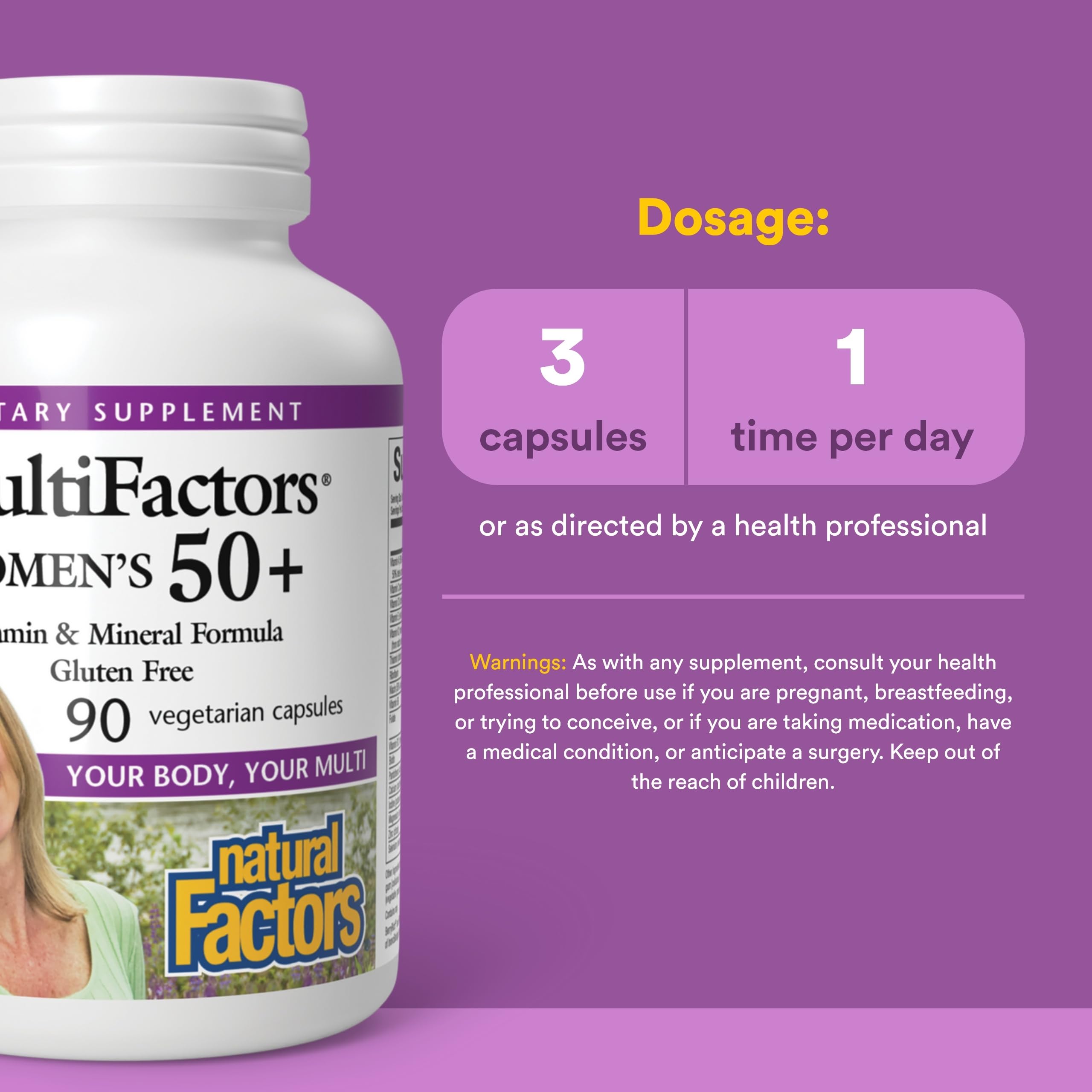 Natural Factors MultiFactors Women's 50+ multivitamin packaging