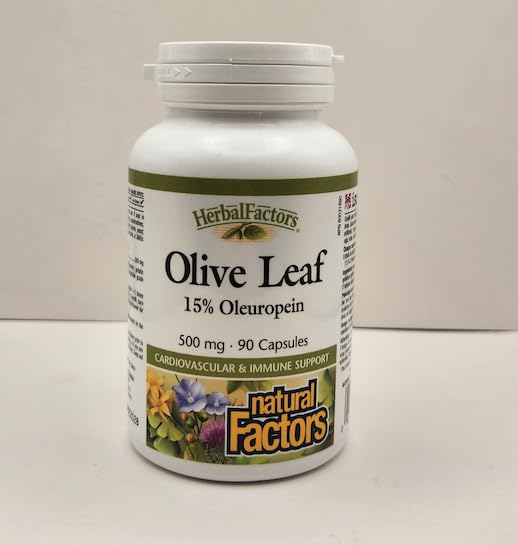 Natural Factors Olive Leaf Extract 500mg 90 Capsules back view