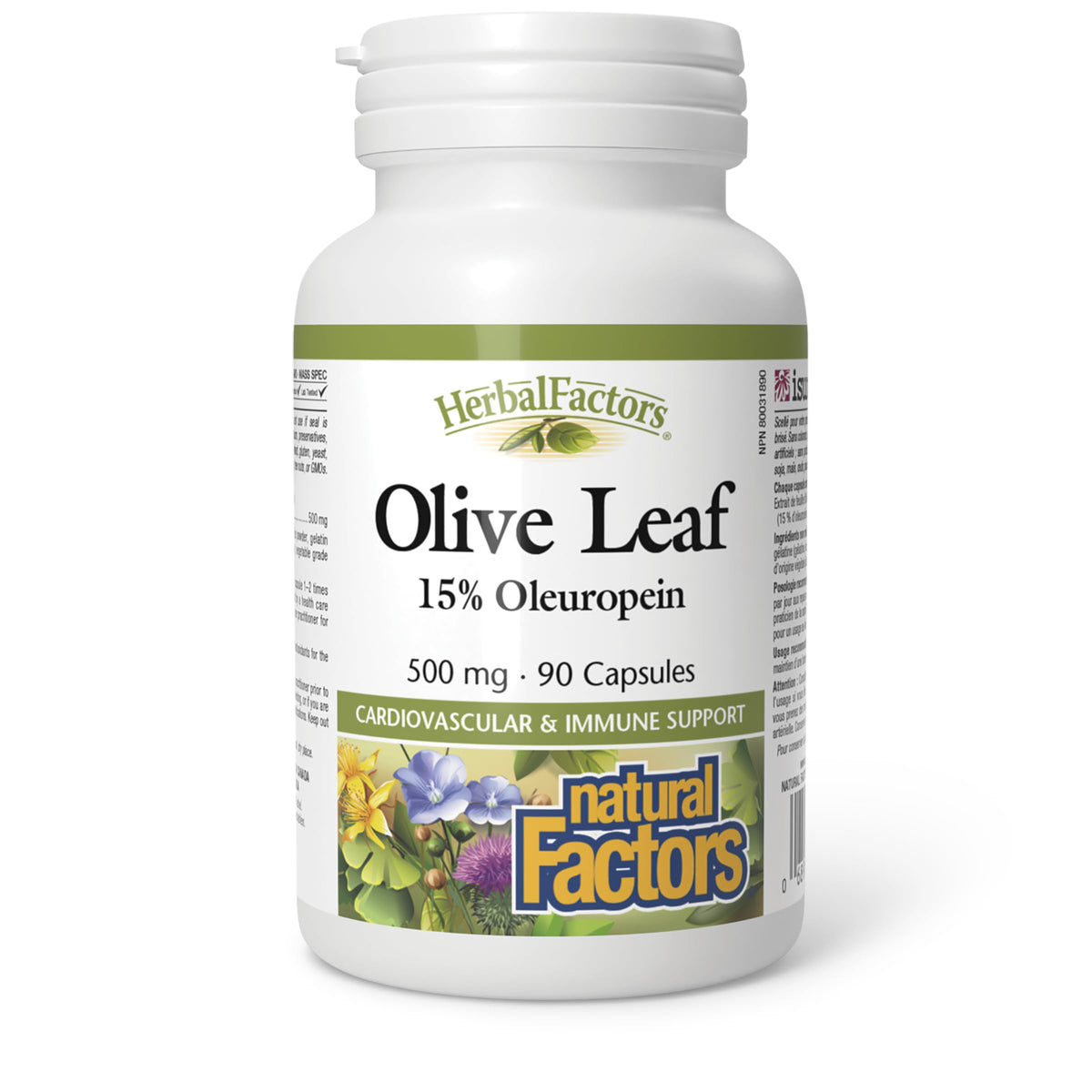 Natural Factors Olive Leaf Extract 500mg 90 Capsules front view