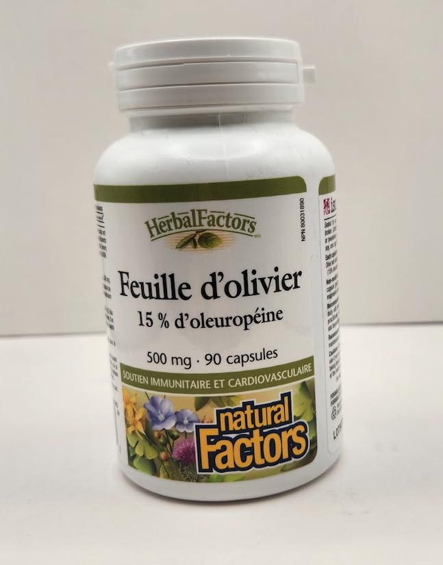 Natural Factors Olive Leaf Extract 500mg capsule close-up