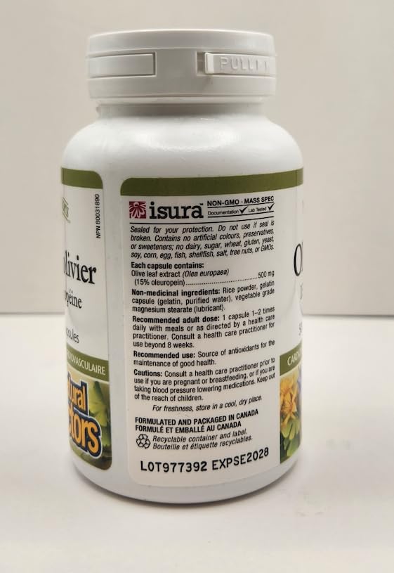 Natural Factors Olive Leaf Extract 500mg ingredients list