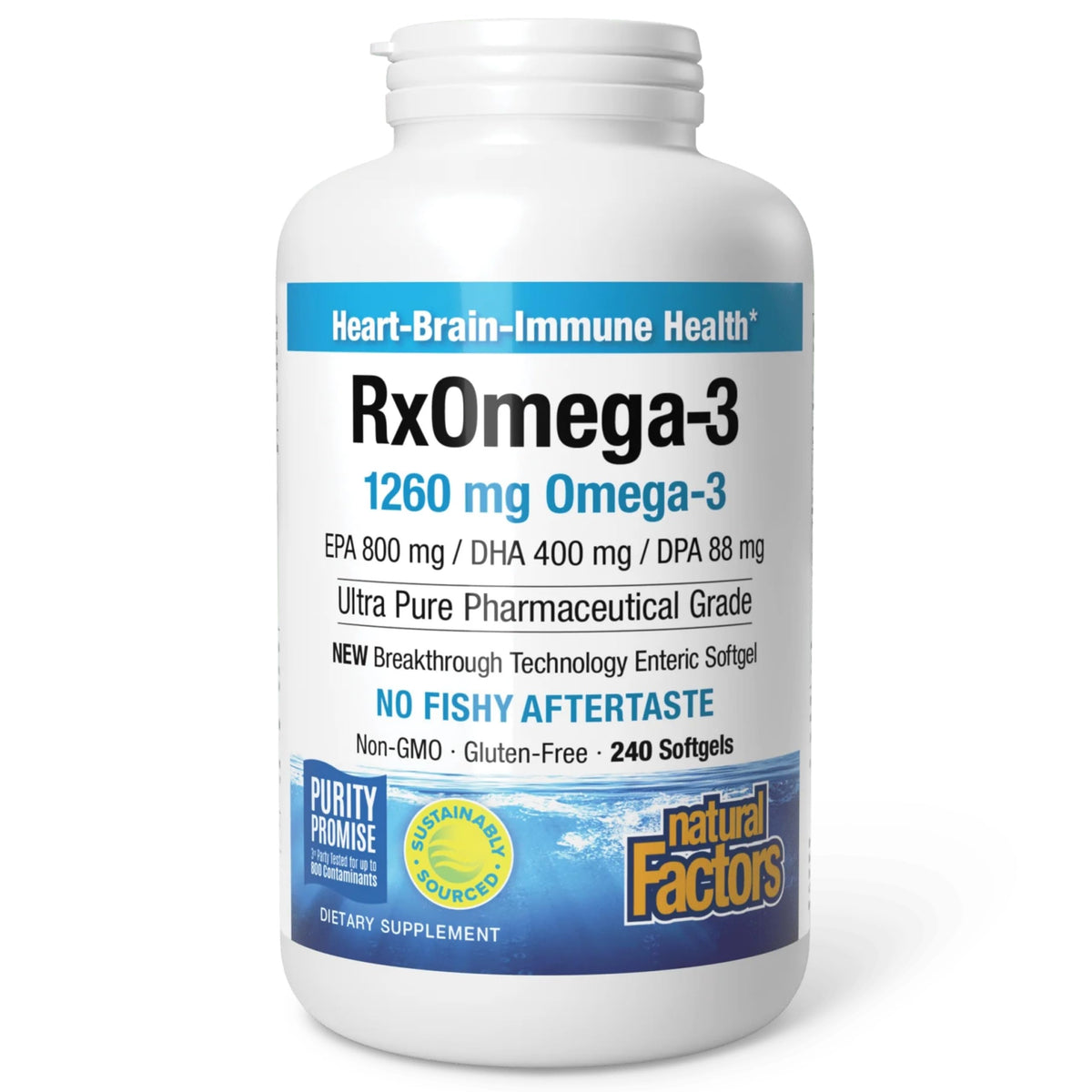 Natural Factors Omega-3 Fish Oil 240 softgels front view