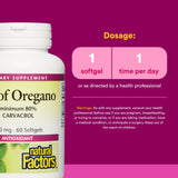 Natural Factors Oregano Oil Softgels side view