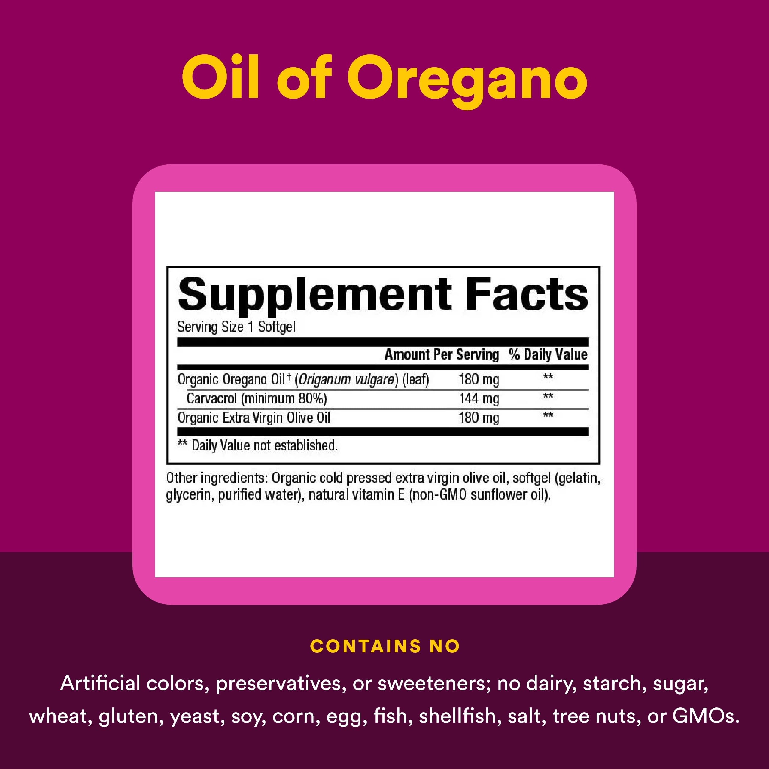 Natural Factors Oregano Oil Softgels with olive oil