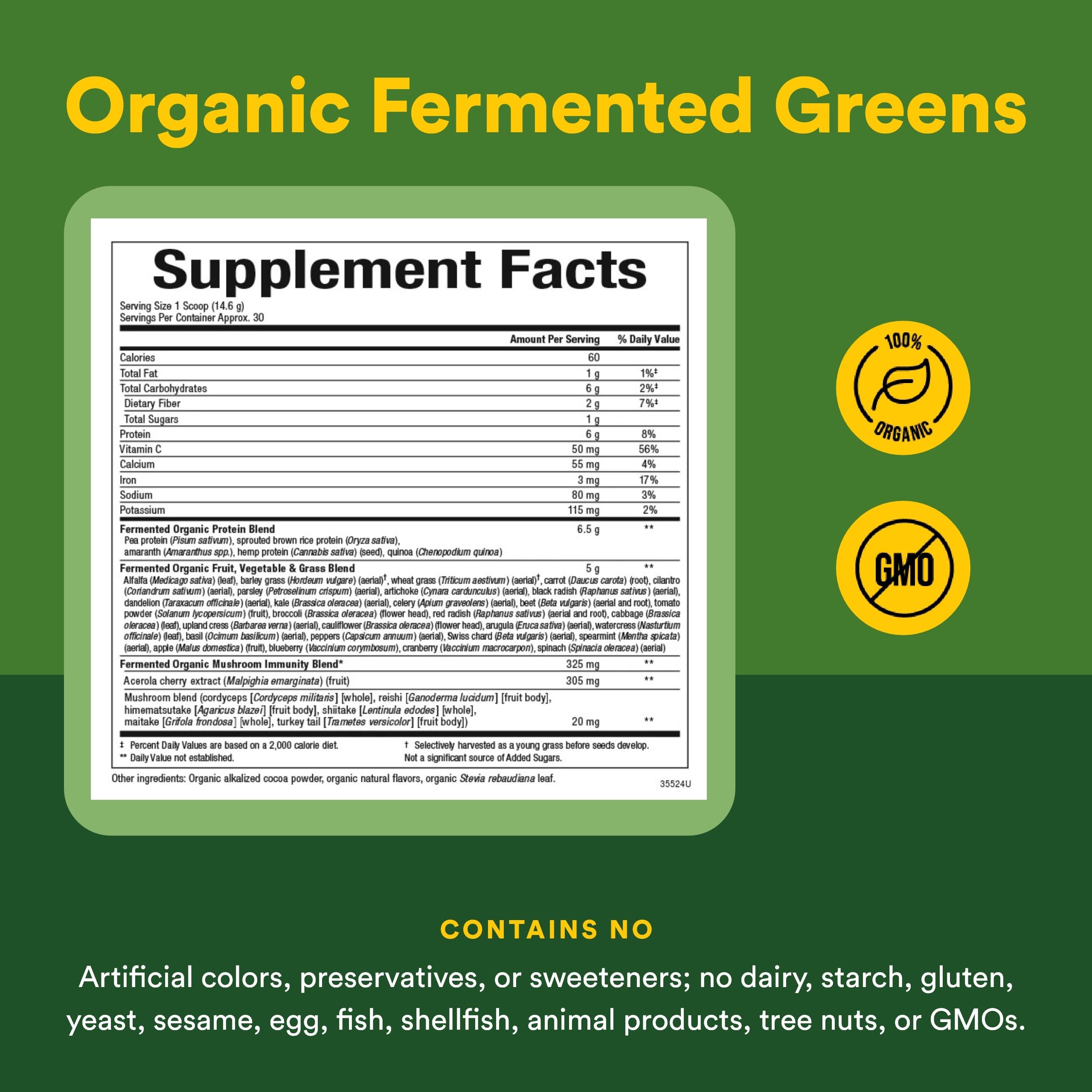 Natural Factors Organic Fermented Whole Food Supplement ingredients list