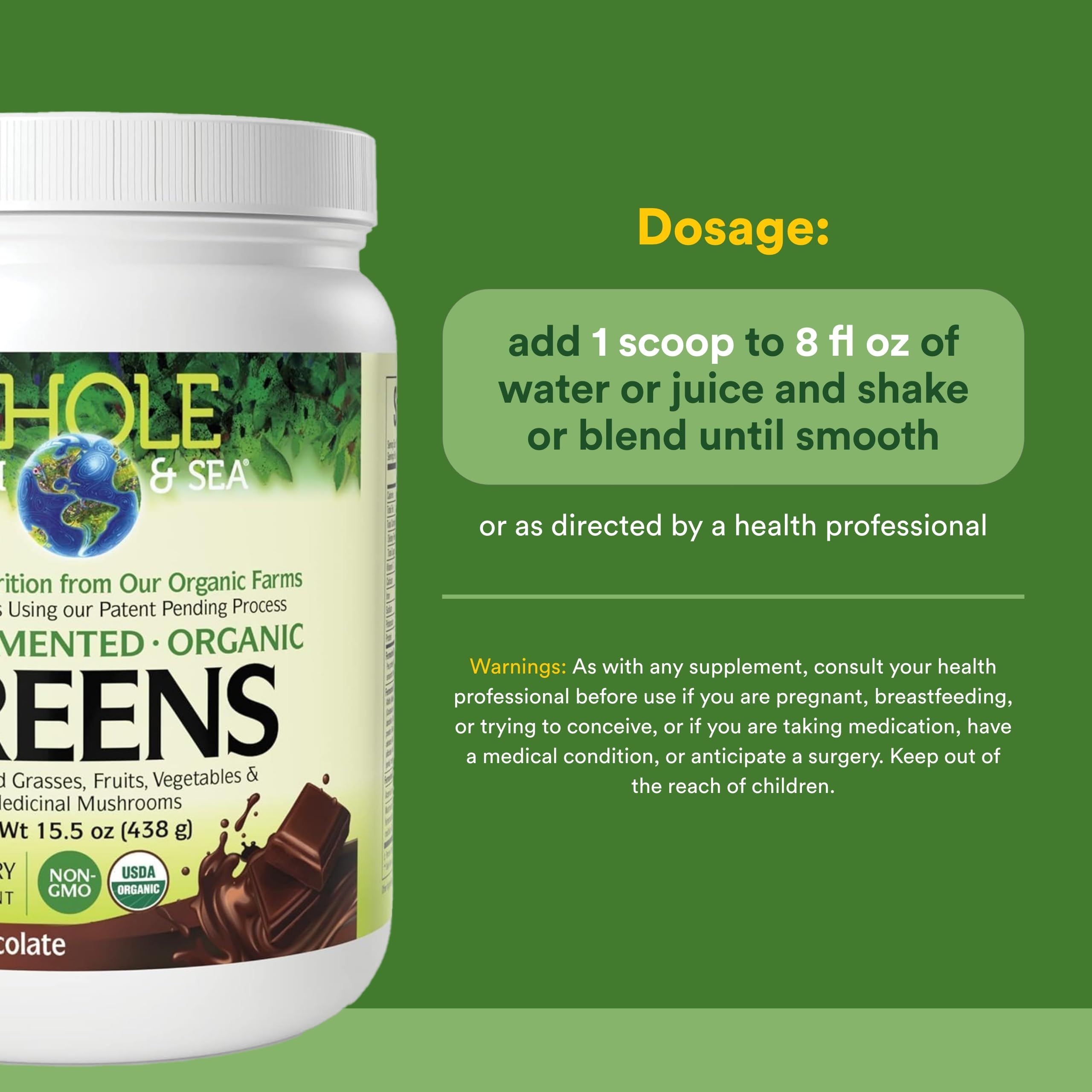 Natural Factors Organic Fermented Whole Food Supplement scoop with powder