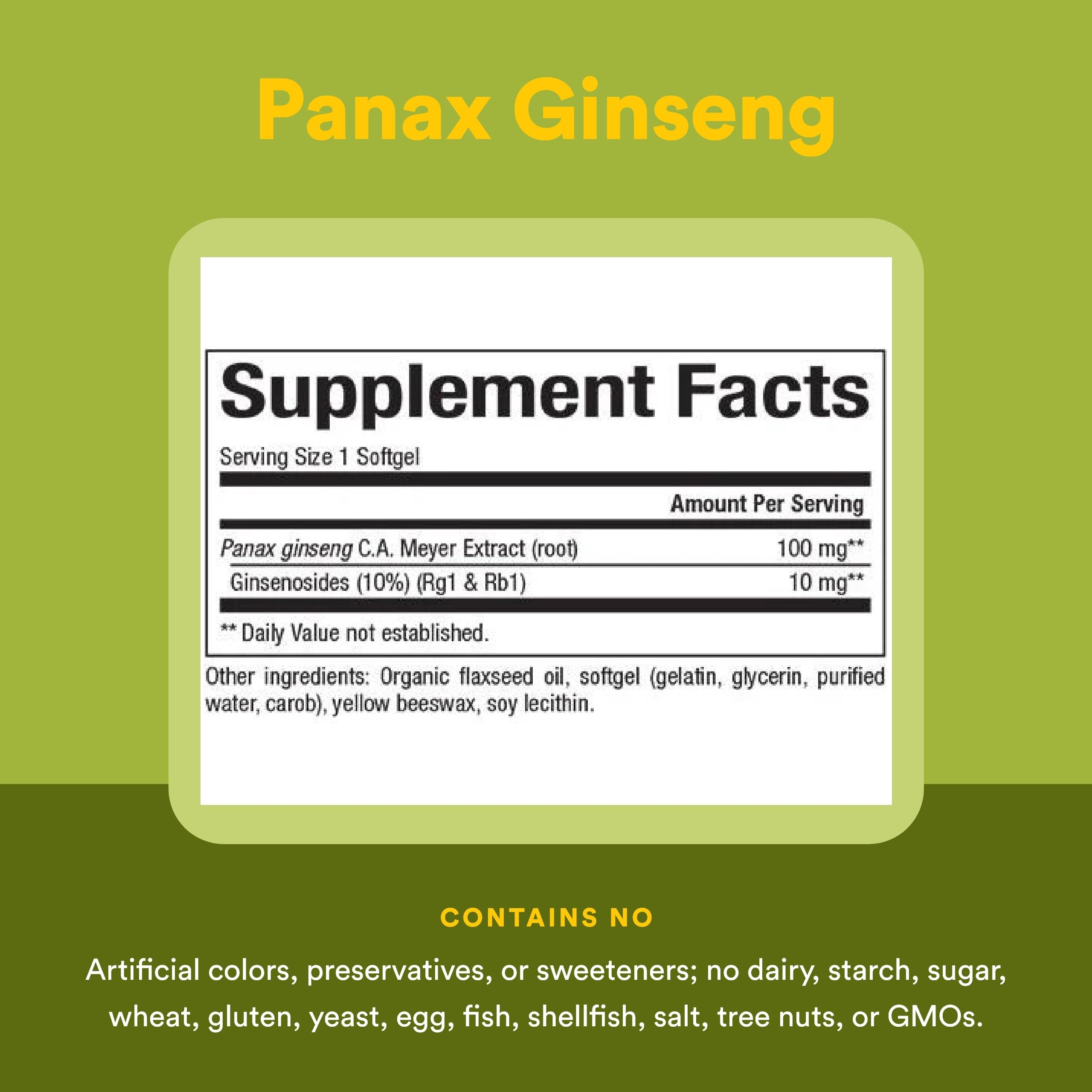 Natural Factors Panax Ginseng 64g ingredients list